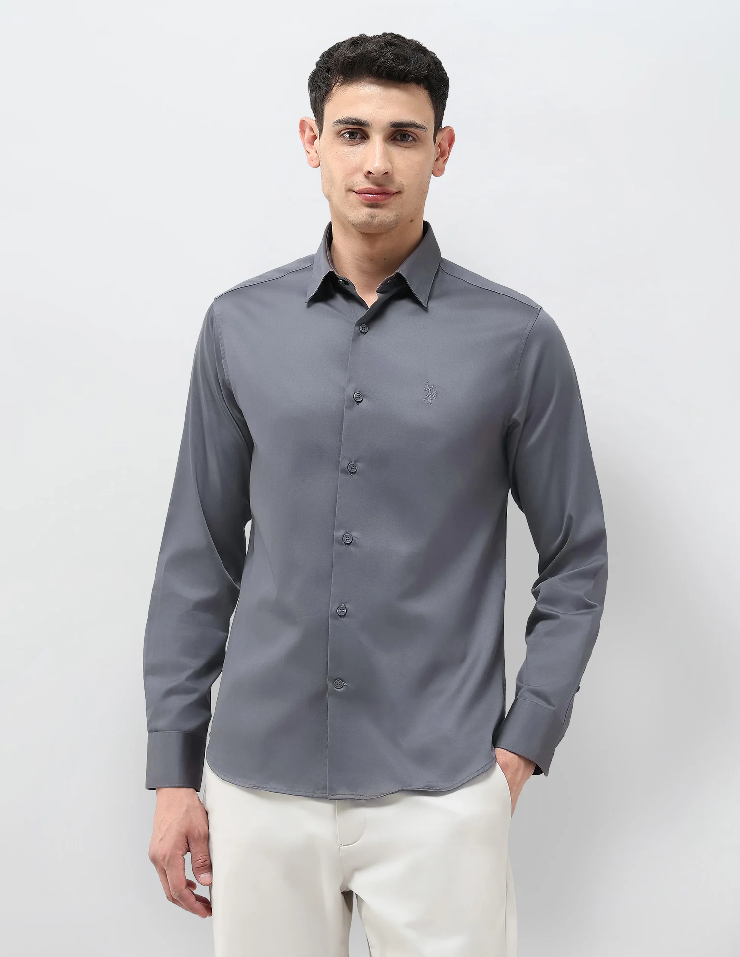 Tailored Fit Solid Shirt - Image 6