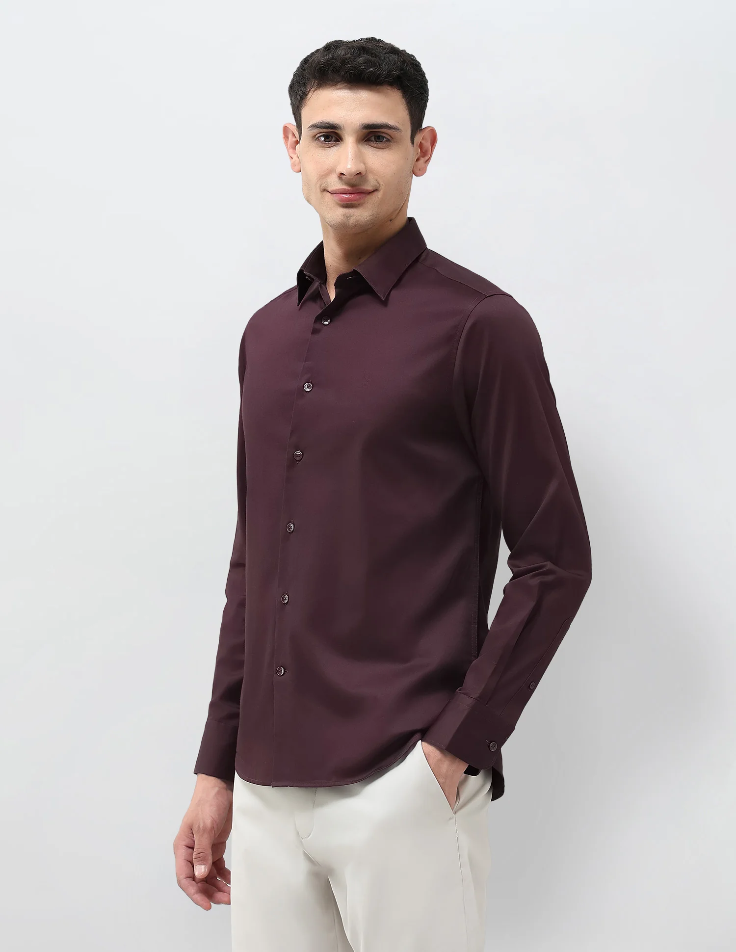 Tailored Fit Solid Shirt - Image 4