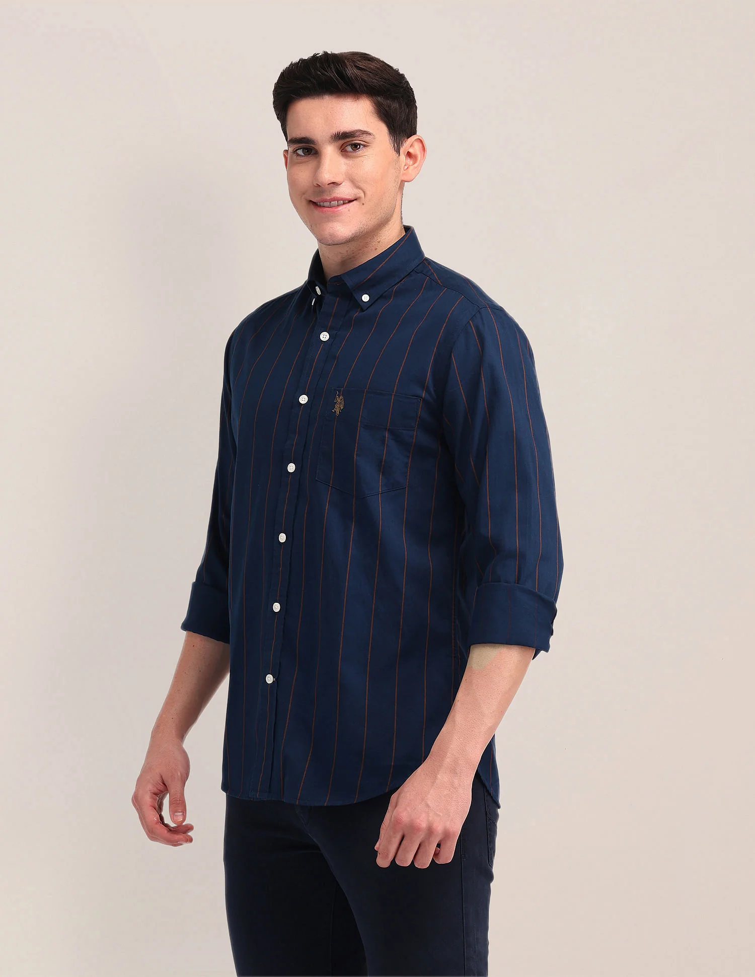 Tailored Fit Twill Striped Shirt - Image 4