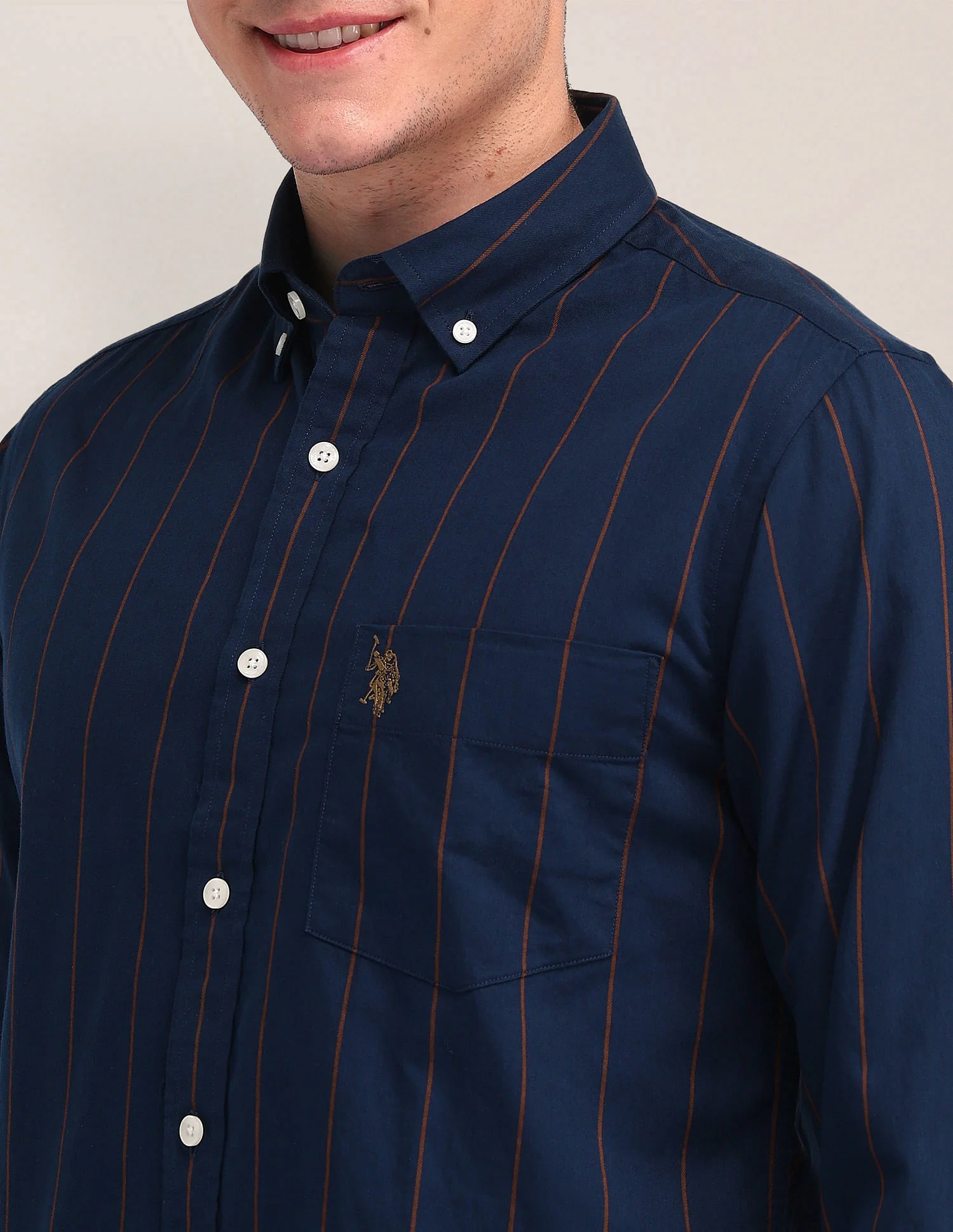 Tailored Fit Twill Striped Shirt - Image 7