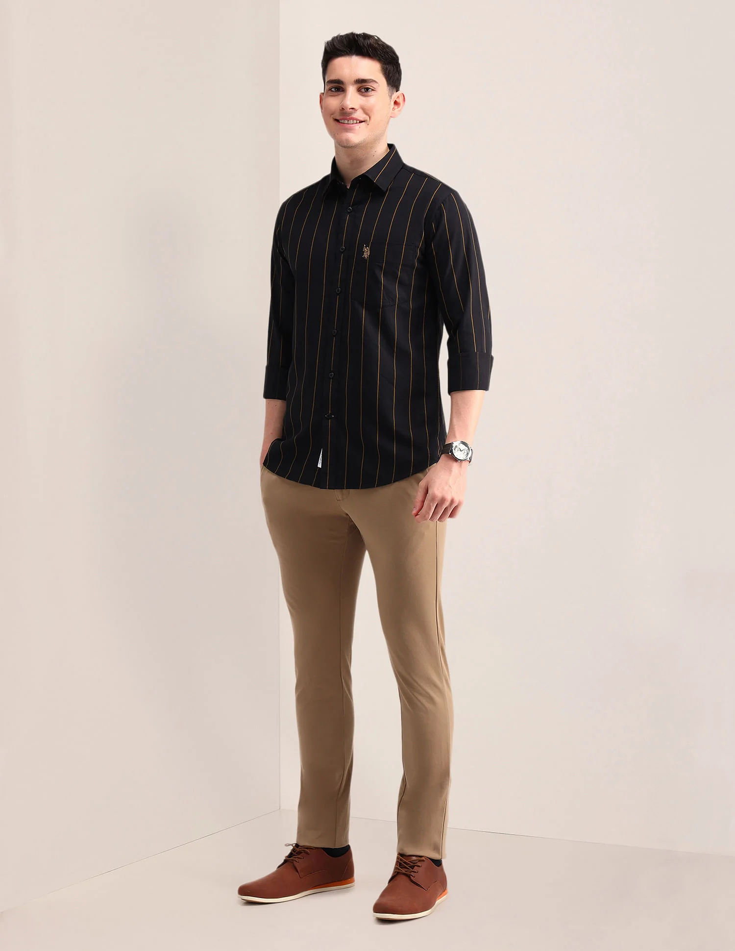 Tailored Fit Twill Striped Shirt - Image 3