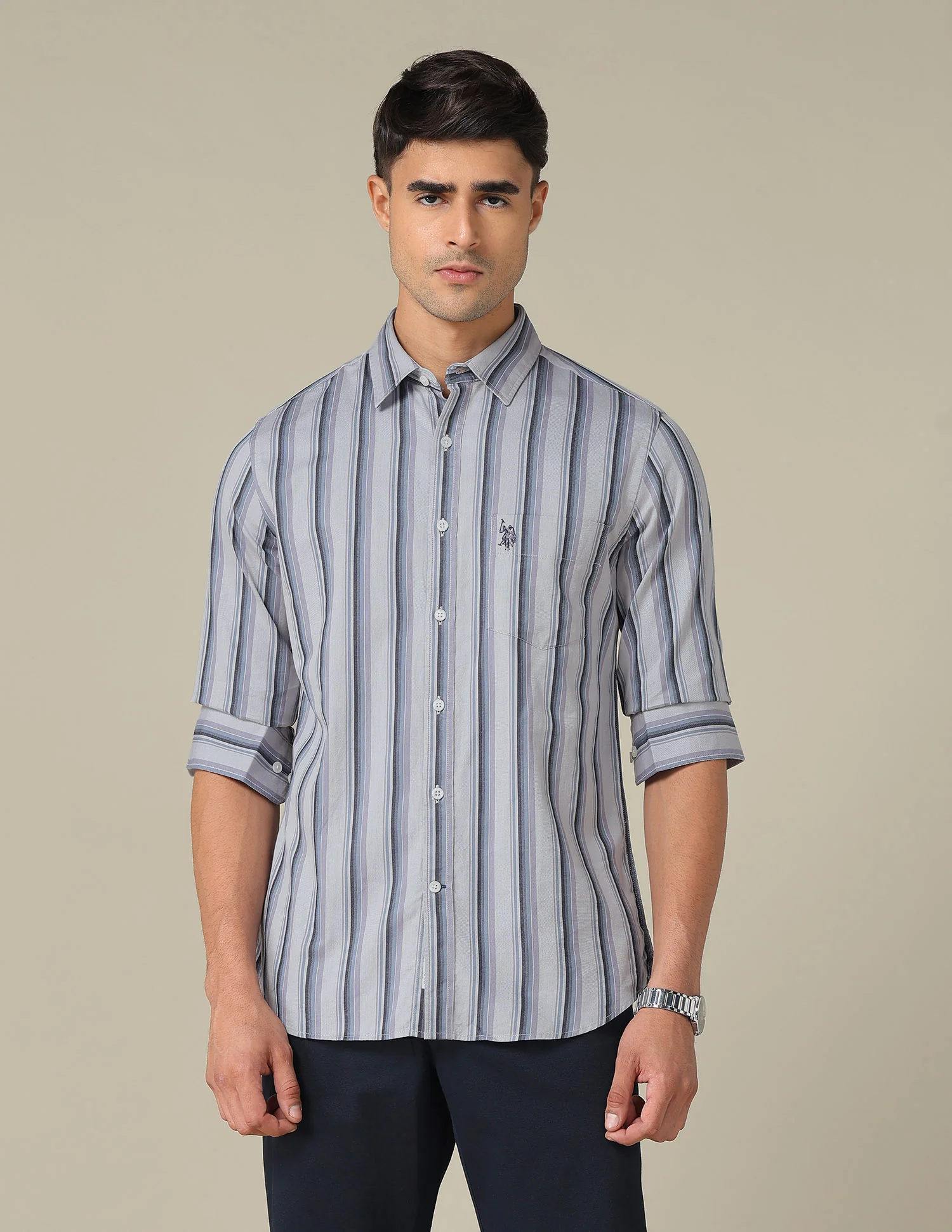 Tailored Fit Vertical Striped Shirt - Image 6