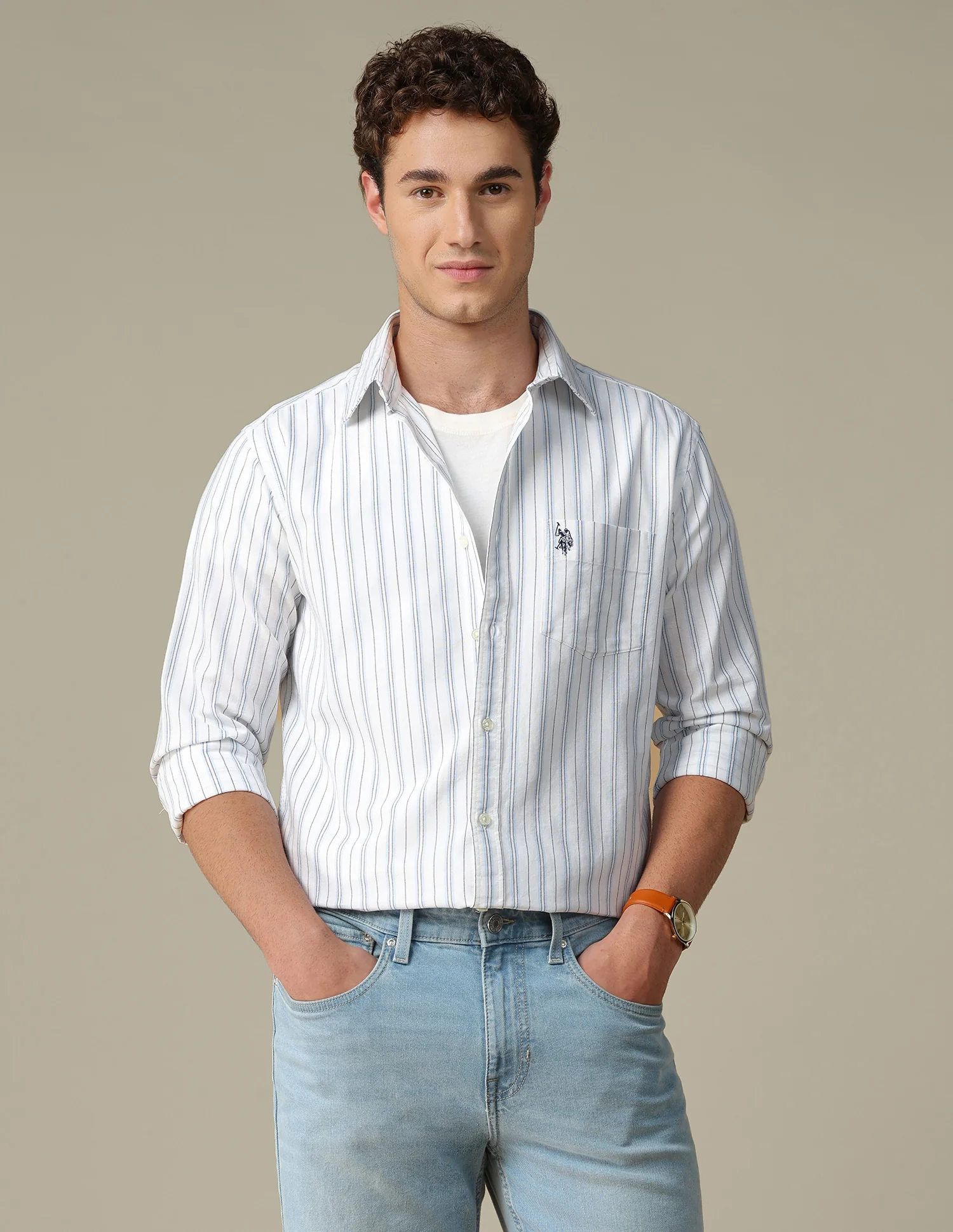 Tailored Fit Vertical Striped Shirt
