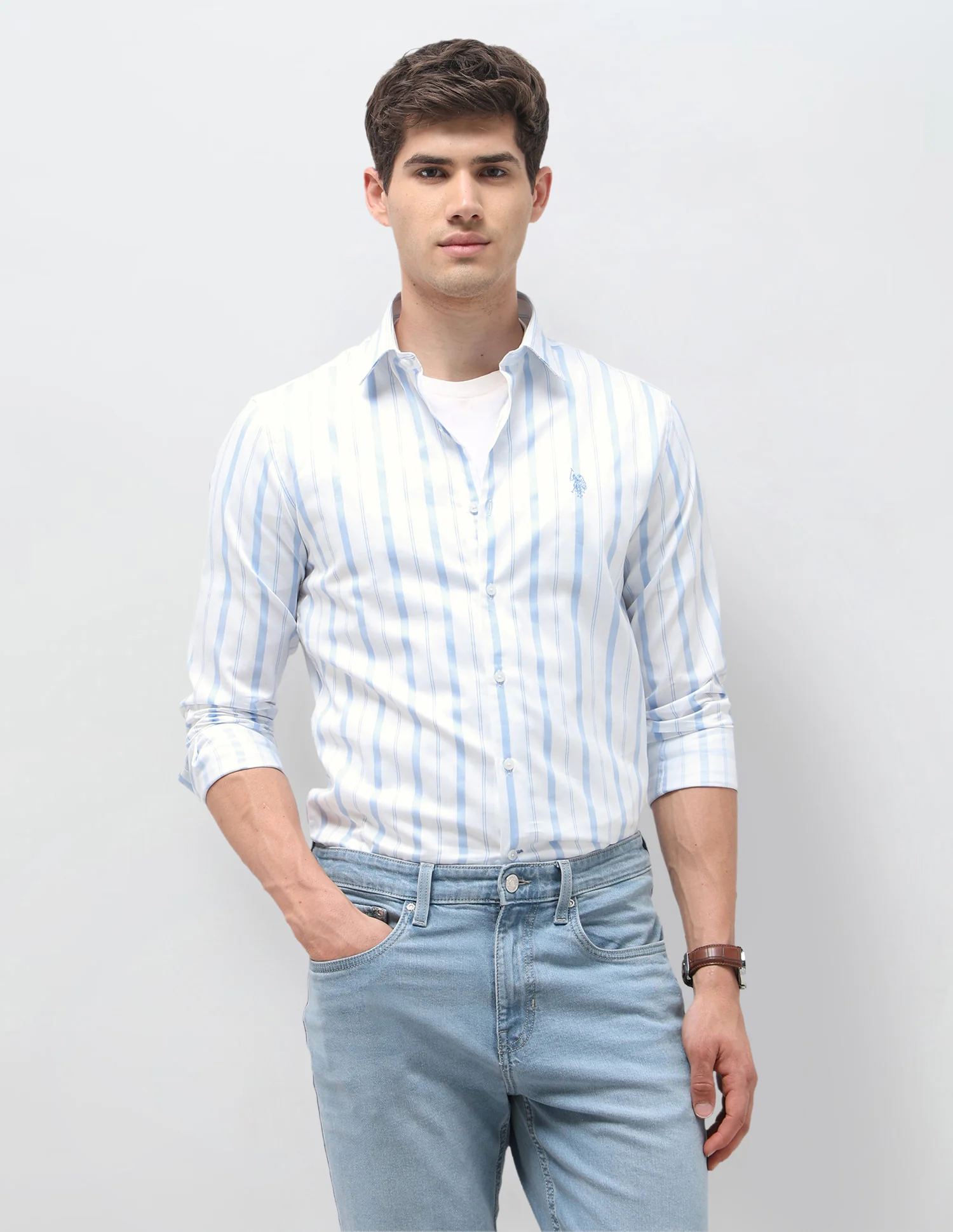 Tailored Fit Vertical Striped Shirt