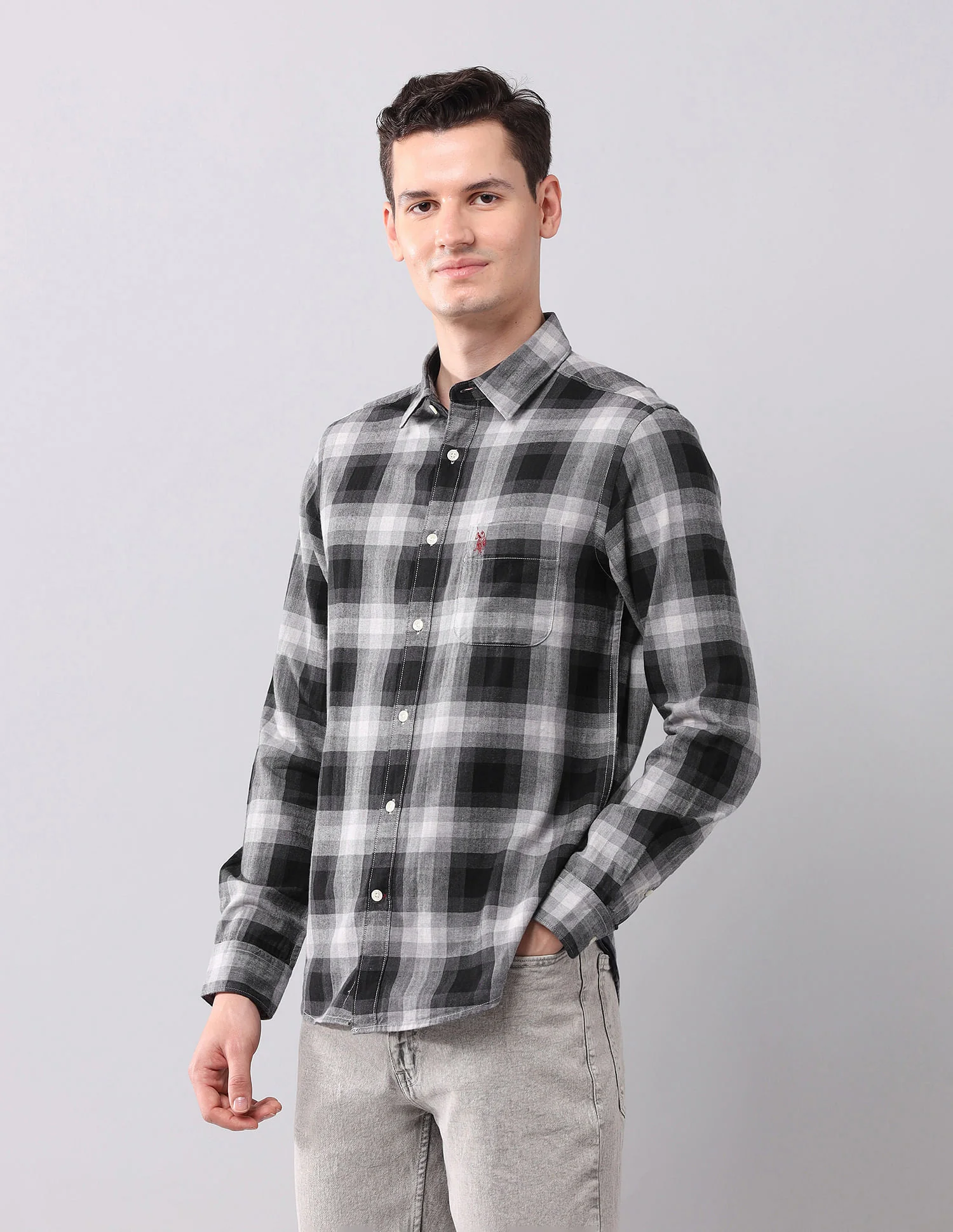 Tartan Checked Herringbone Shirt - Image 4