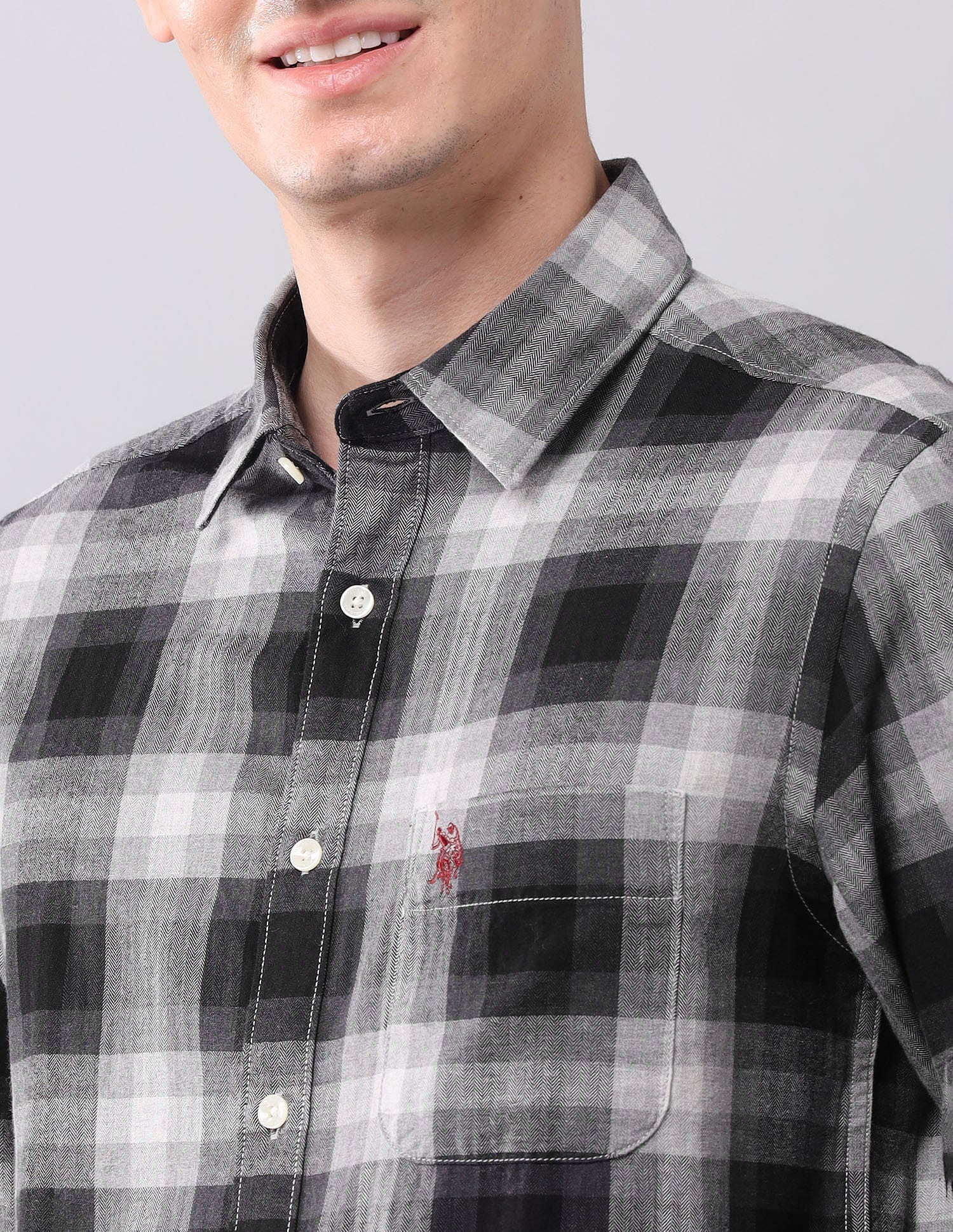 Tartan Checked Herringbone Shirt - Image 7