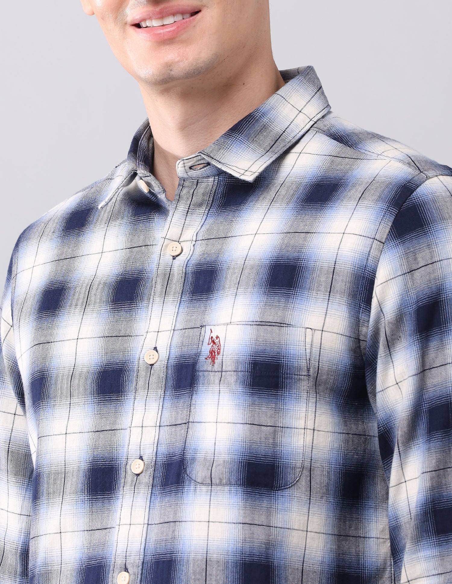 Tartan Checked Herringbone Shirt - Image 7