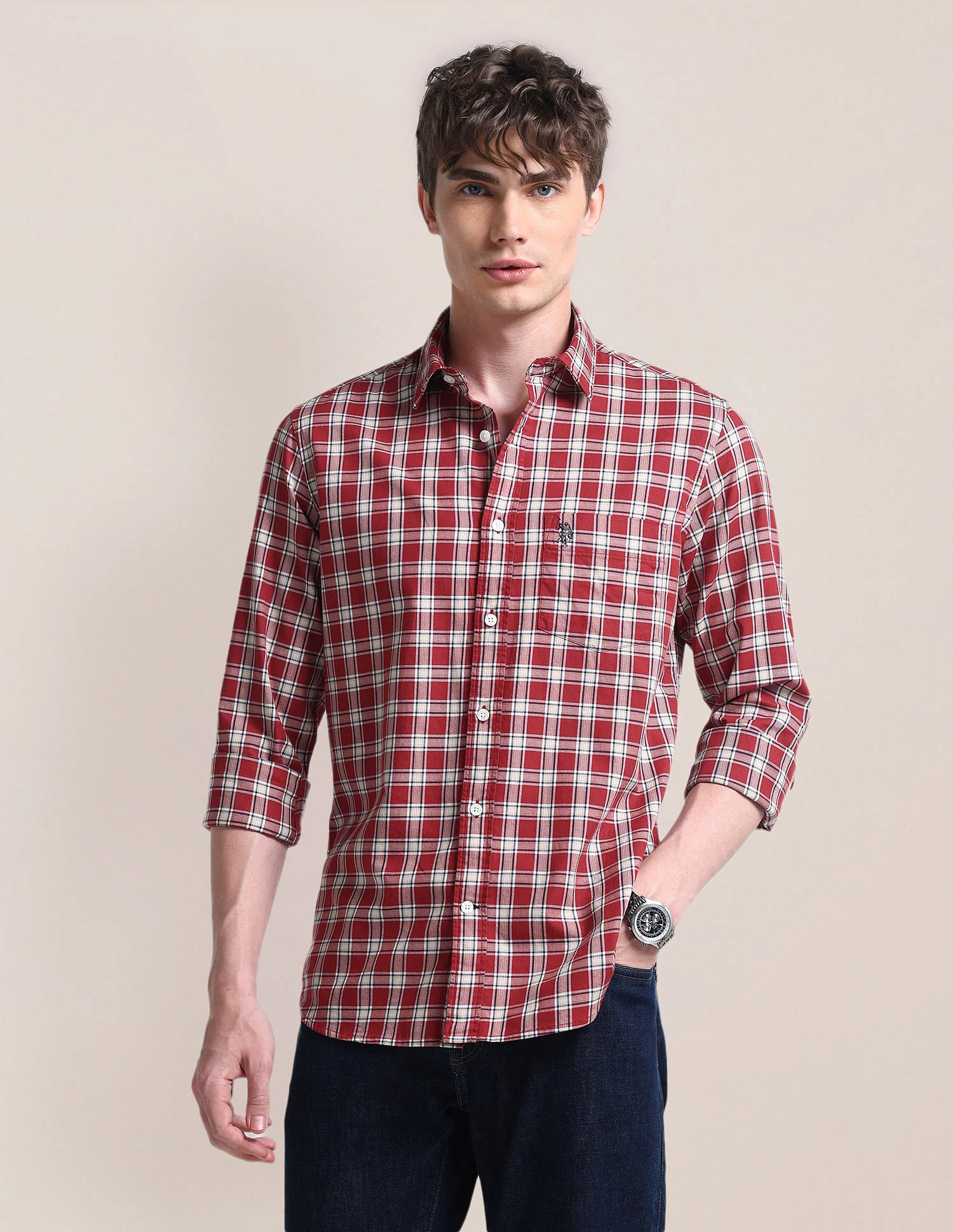 Tartan Checked Twill Cotton Shirt