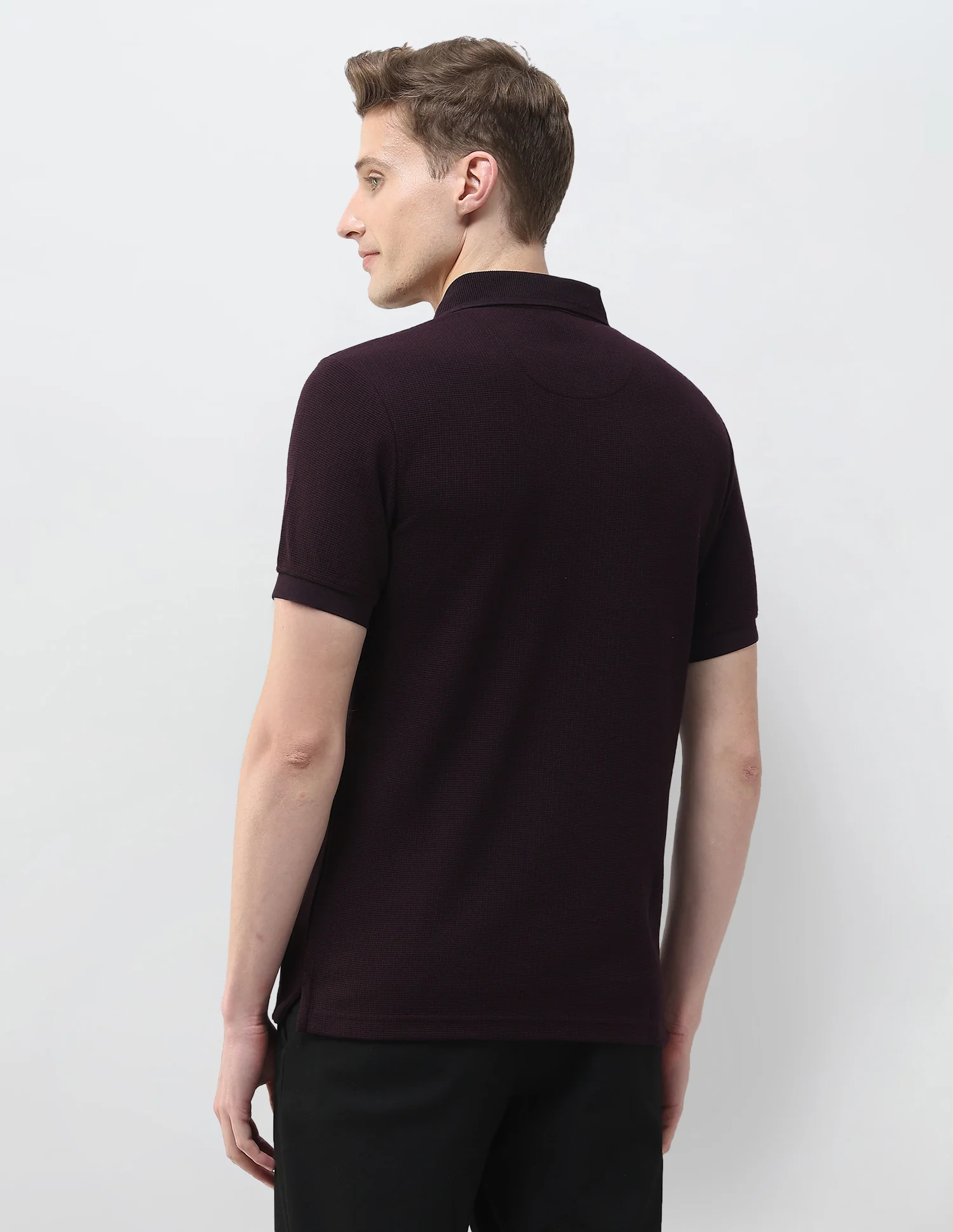 Textured Black & Gold Slim Fit Polo Shirt - Image 5