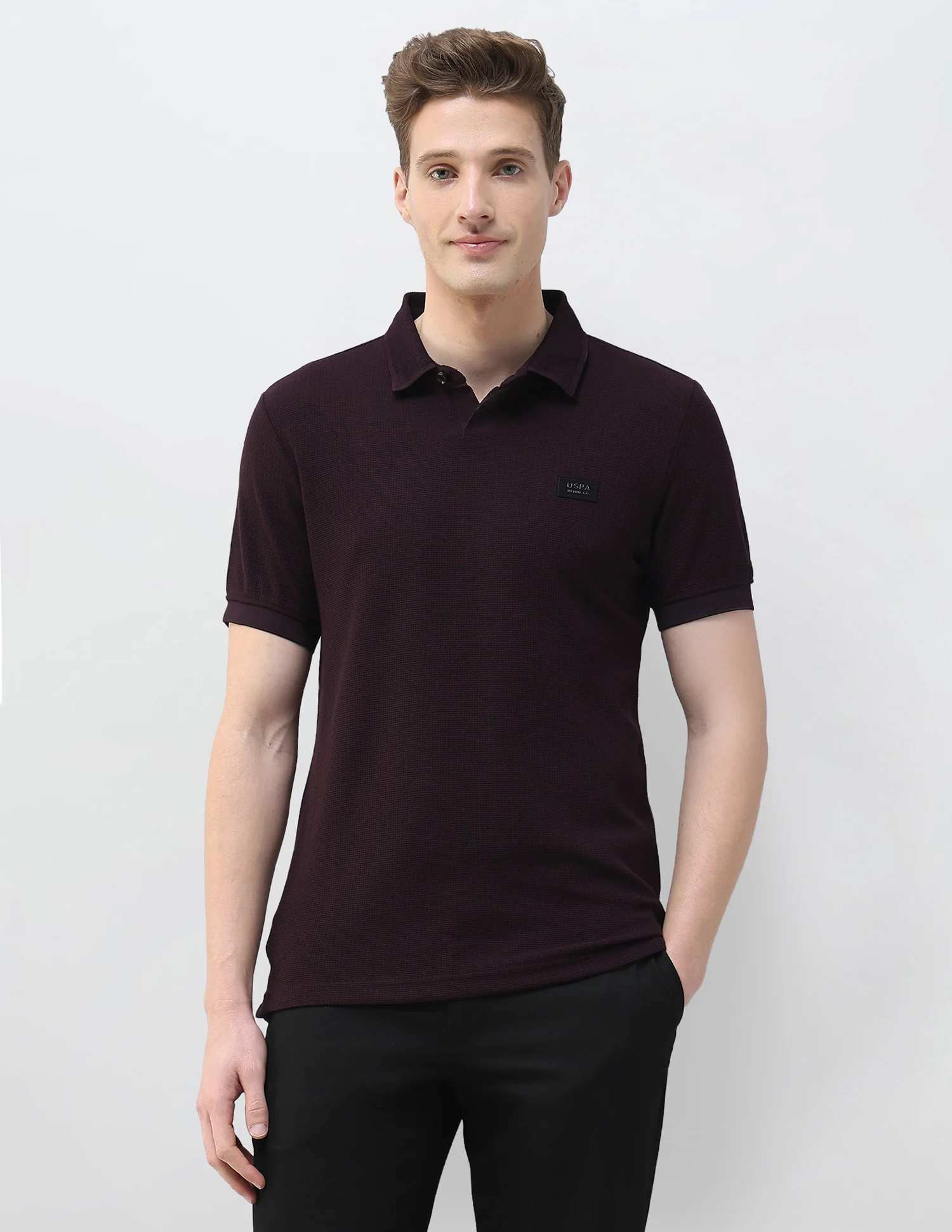 Textured Black & Gold Slim Fit Polo Shirt - Image 6