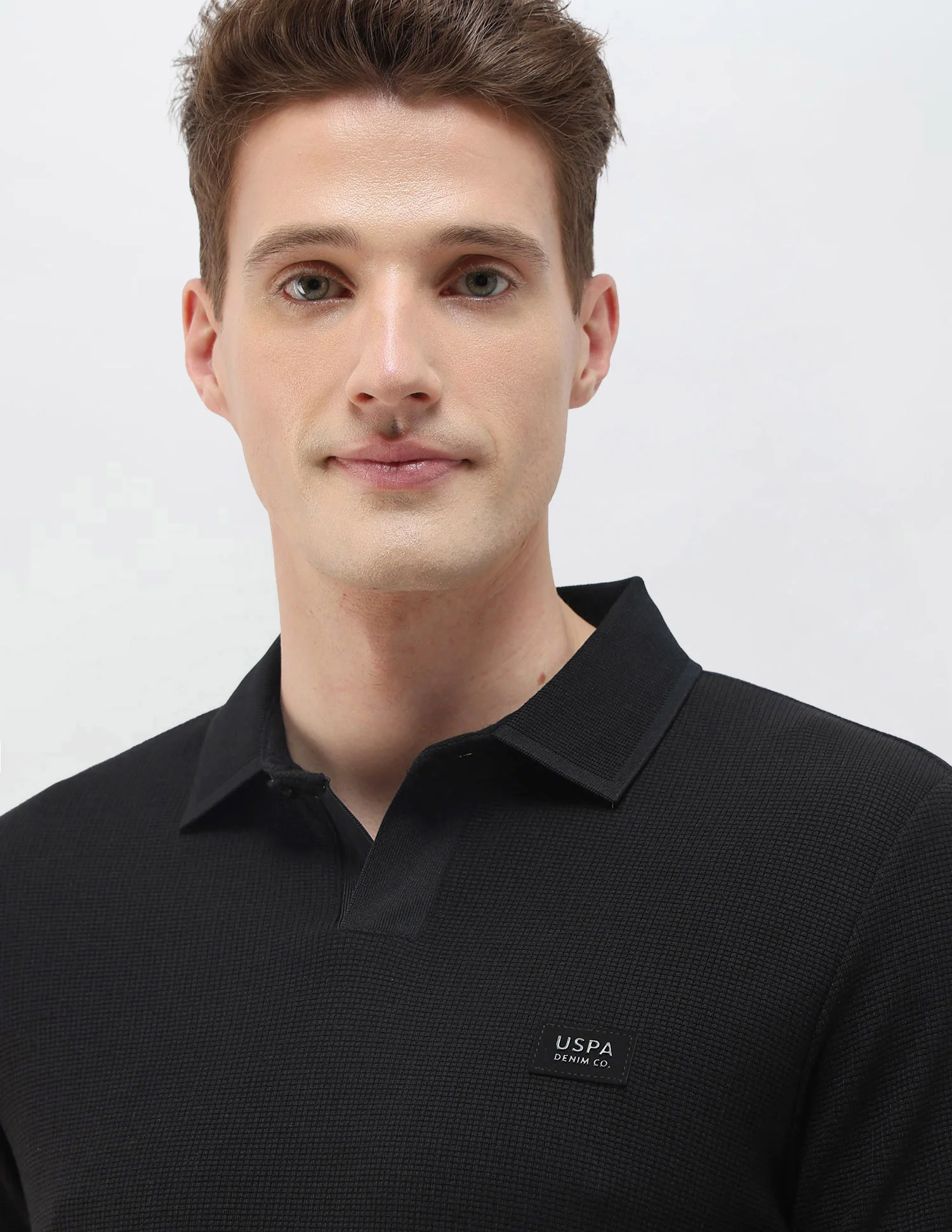 Textured Black & Gold Slim Fit Polo Shirt - Image 7