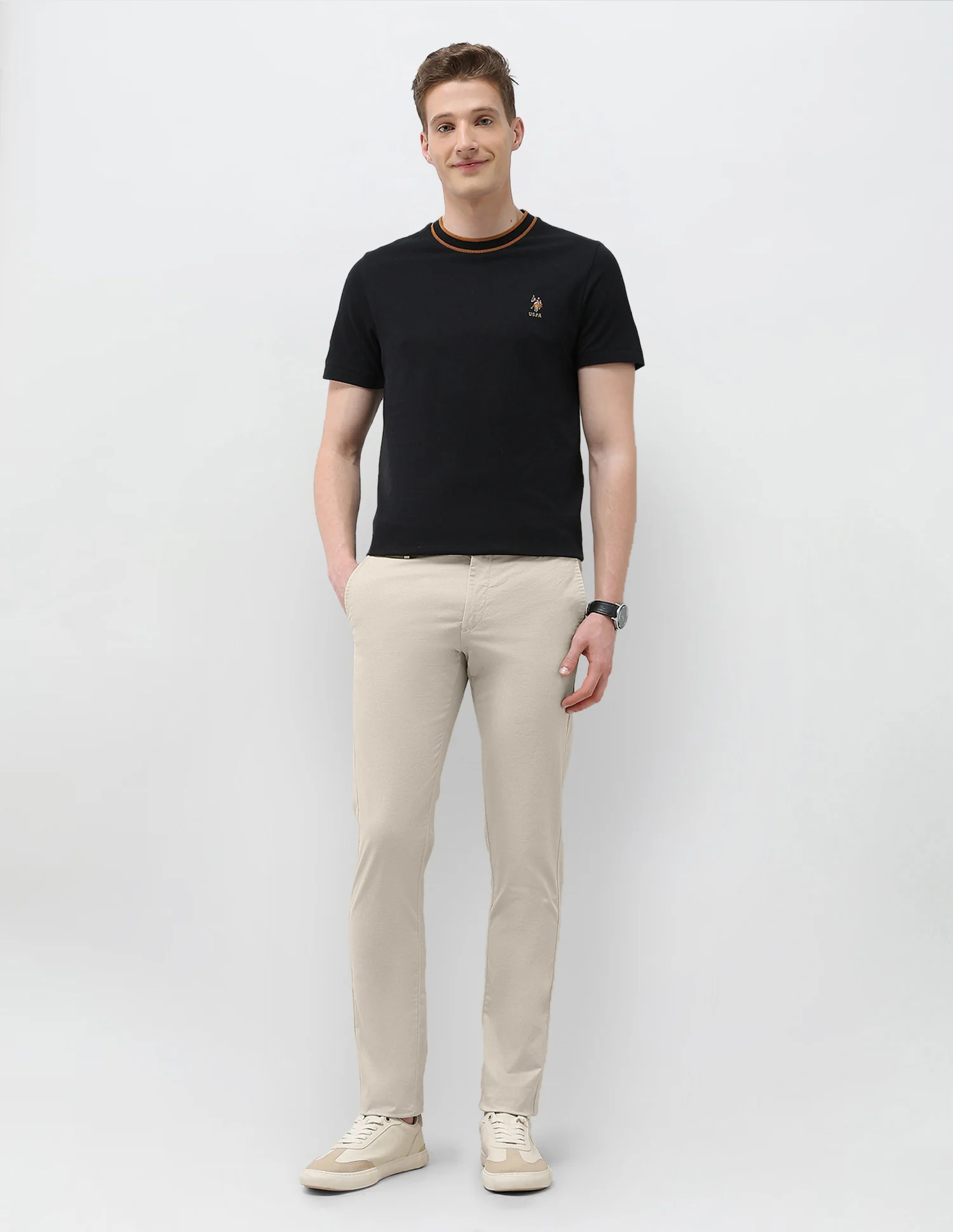 Textured Denver Slim Fit Trousers - Image 3