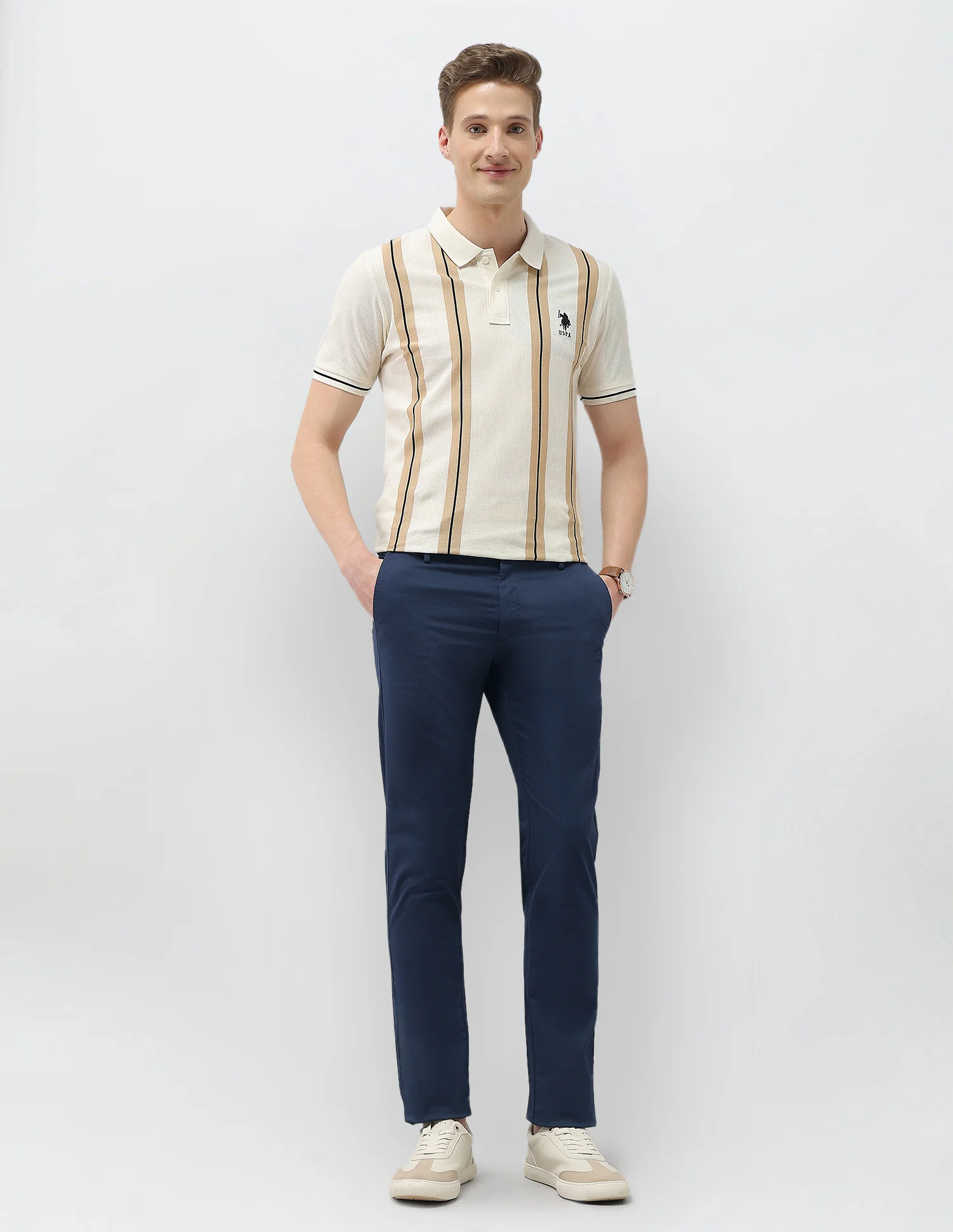 Textured Denver Slim Fit Trousers - Image 3