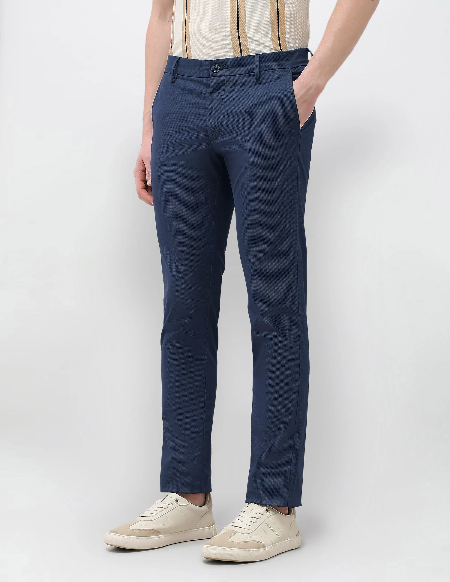 Textured Denver Slim Fit Trousers - Image 4