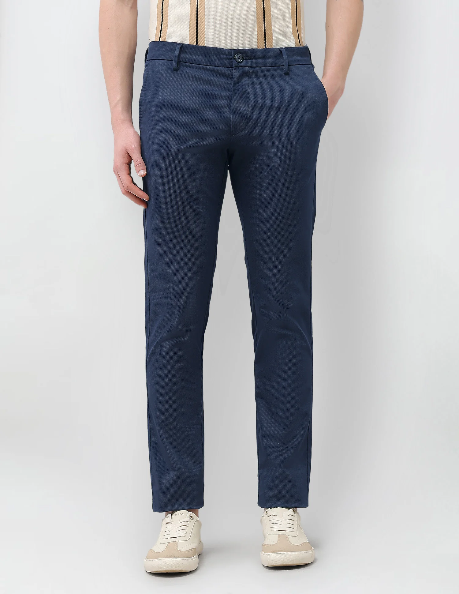 Textured Denver Slim Fit Trousers - Image 6