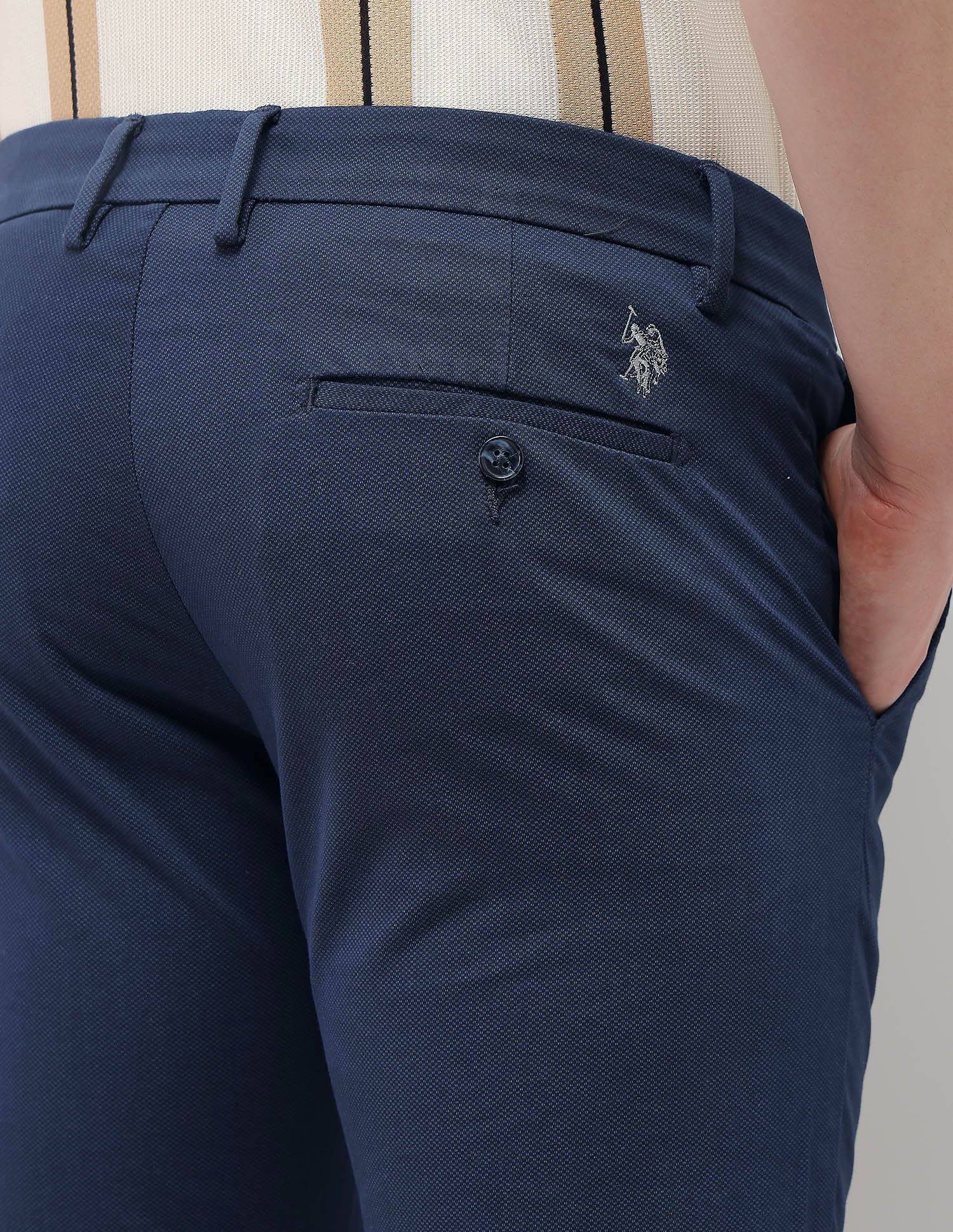 Textured Denver Slim Fit Trousers - Image 8