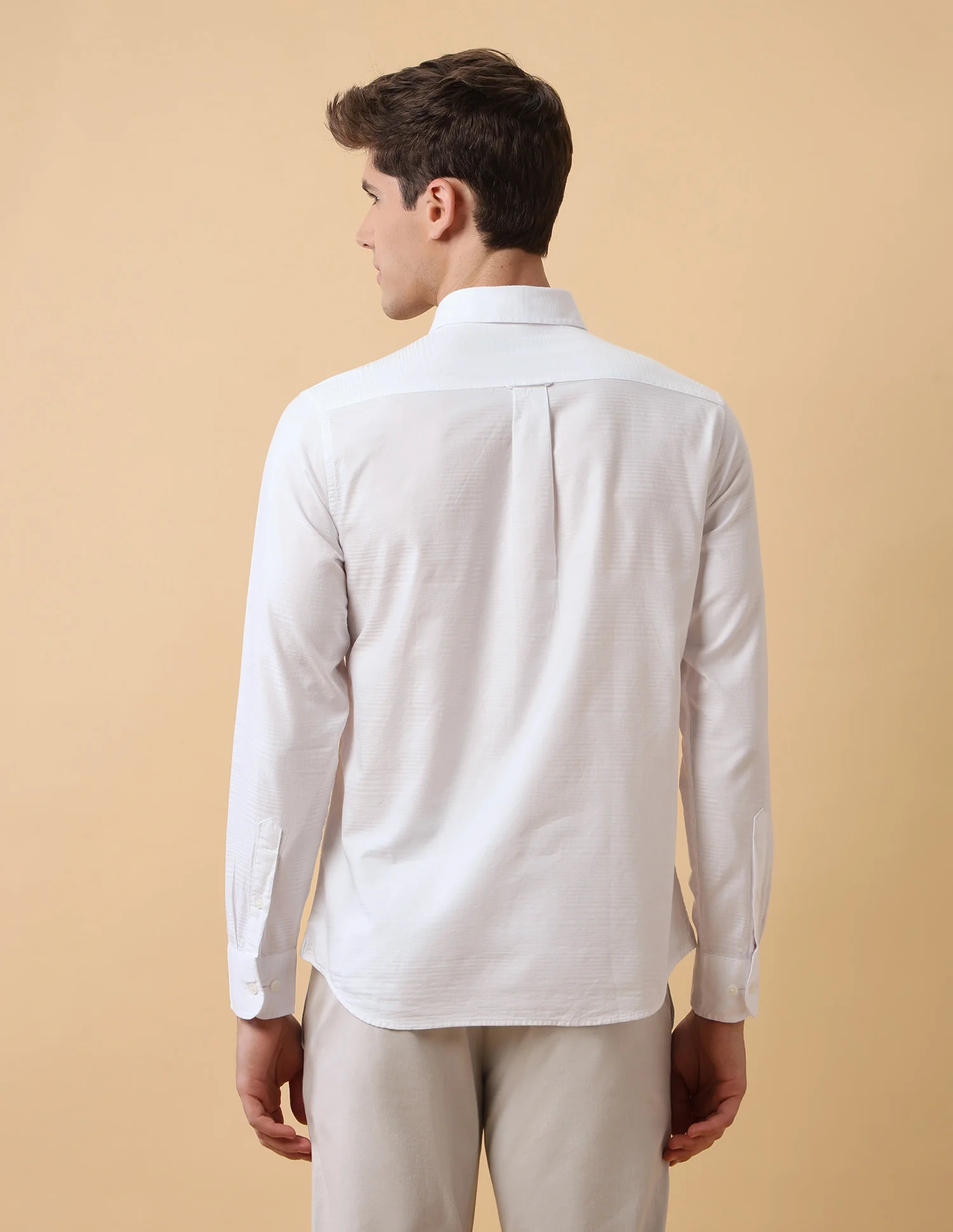 Textured Horizontal Striped Regular Fit Shirt - Image 5
