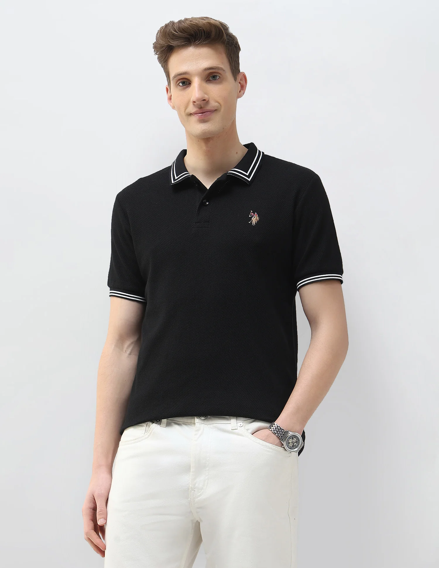 Textured Motel On The Coast Polo Shirt