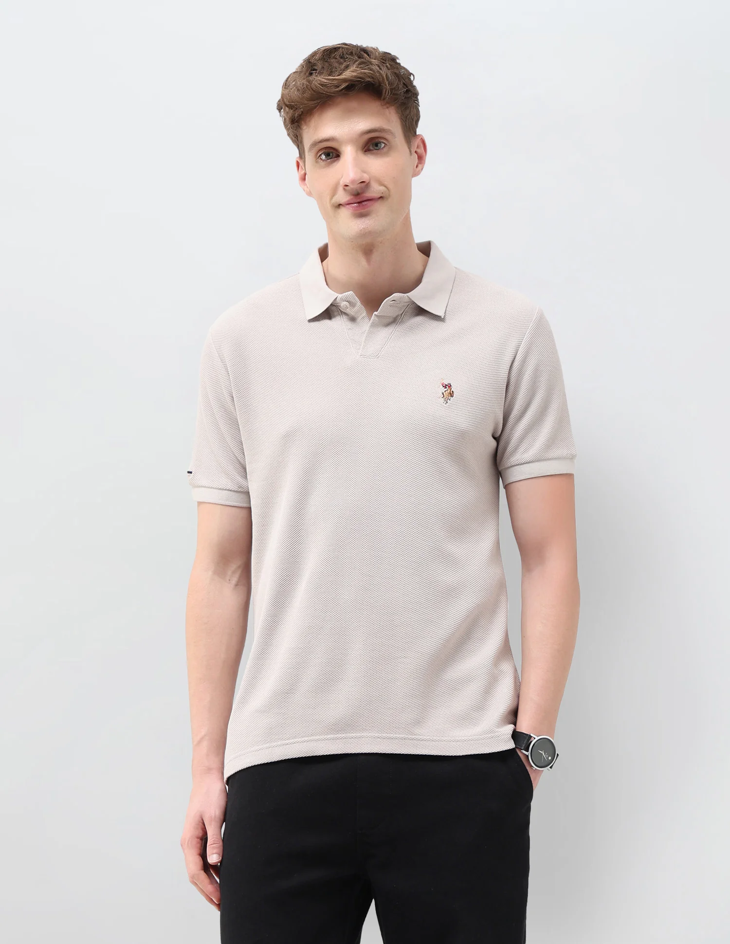 Textured Muscle Fit Polo Shirt