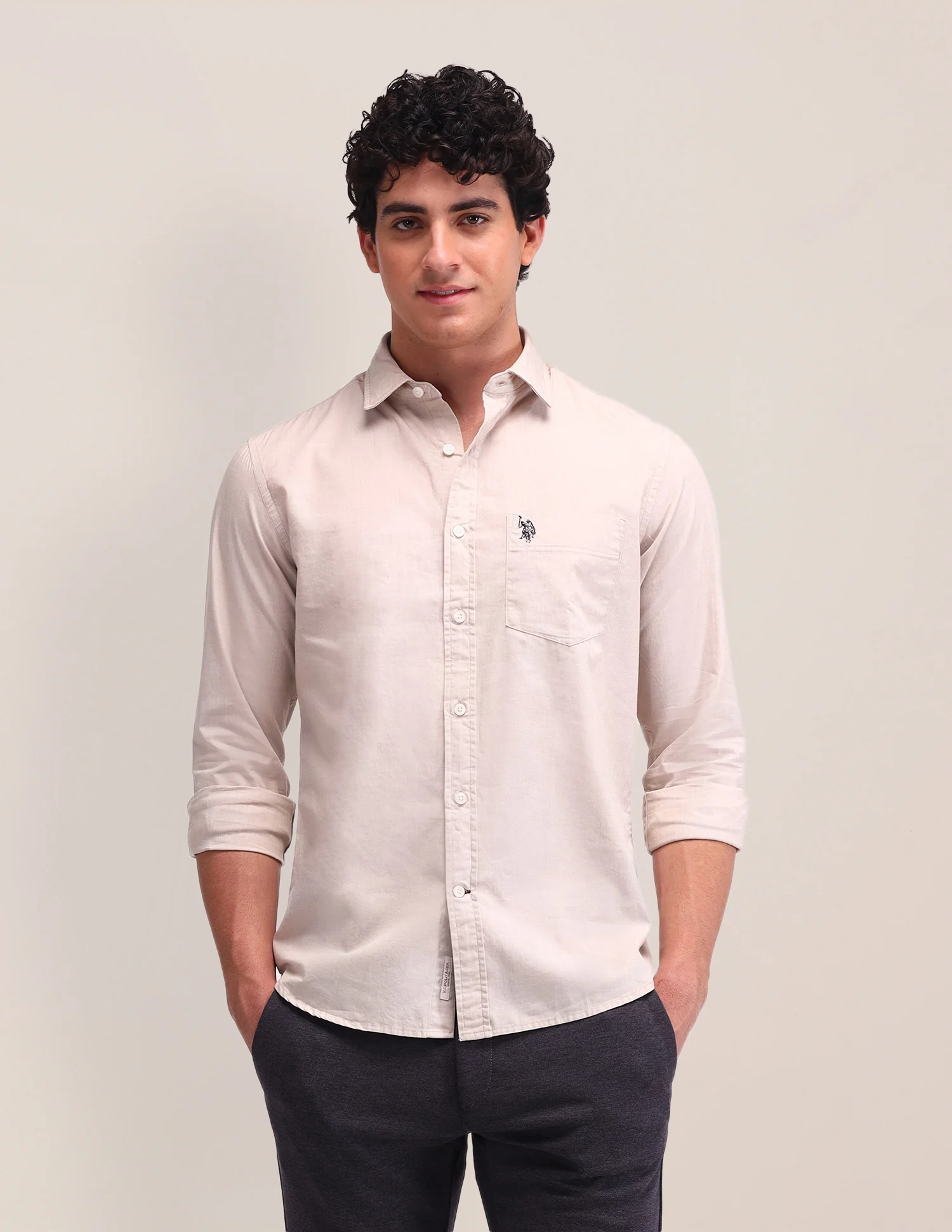 Textured Pattern Poplin Shirt
