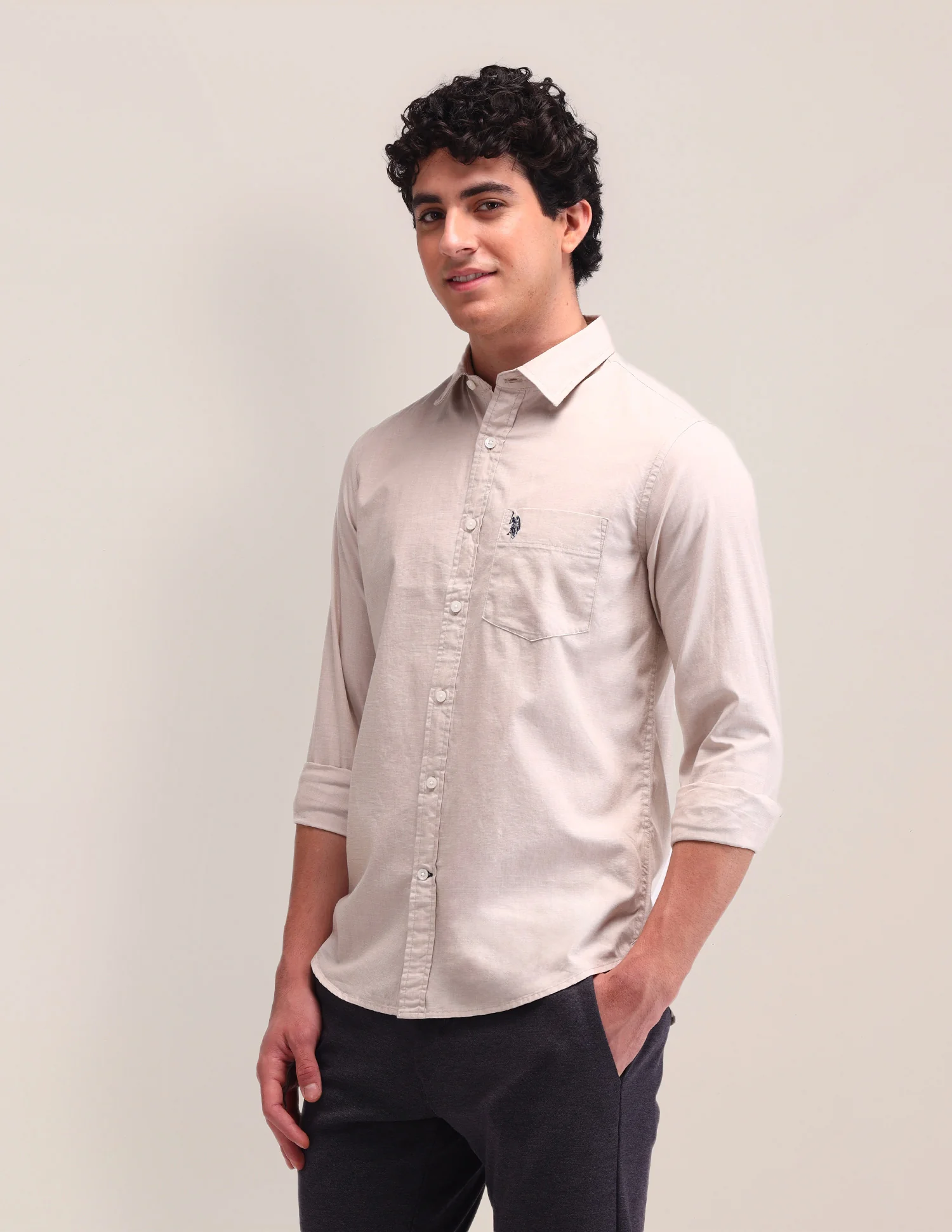 Textured Pattern Poplin Shirt - Image 4