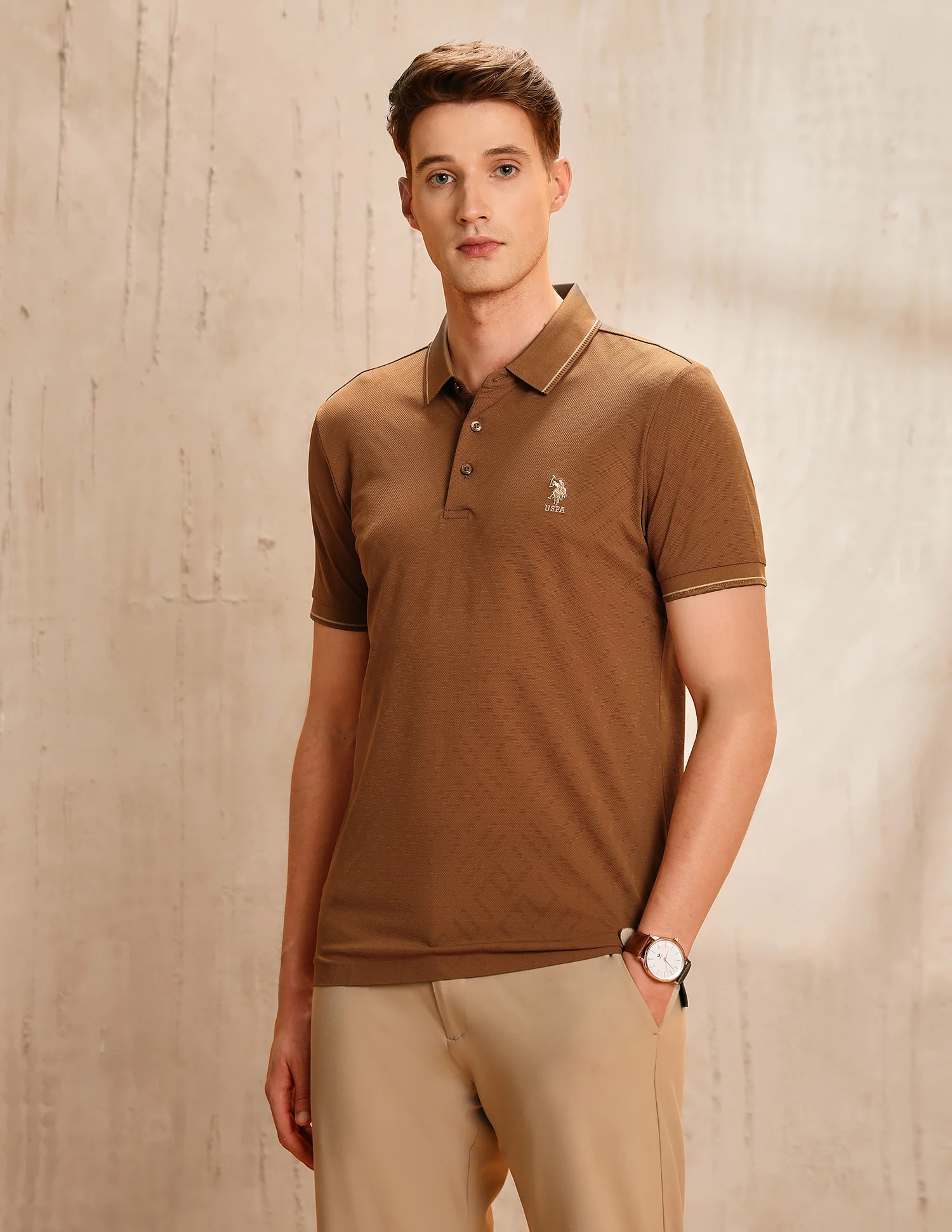 Textured Regular Fit Polo Shirt - Image 4