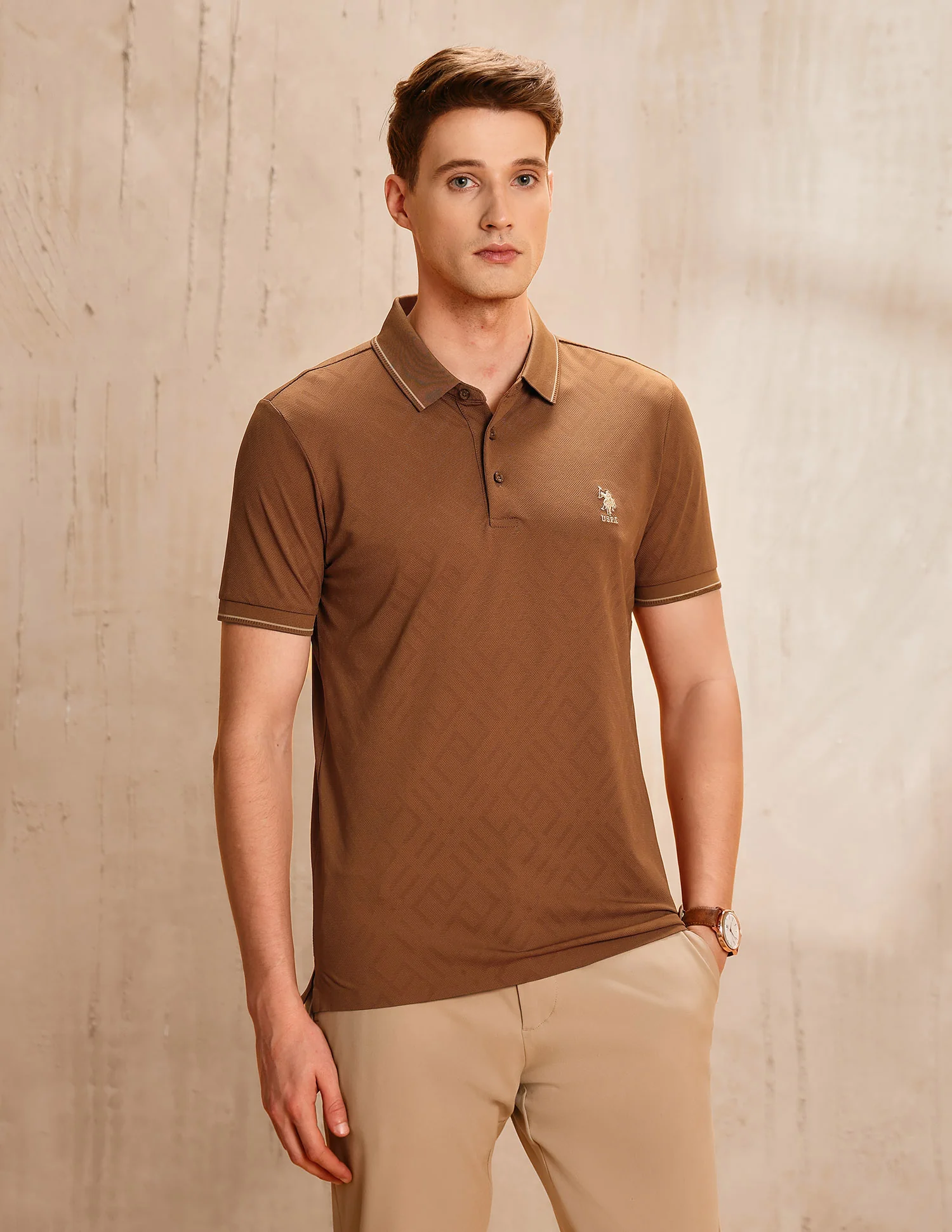Textured Regular Fit Polo Shirt - Image 6