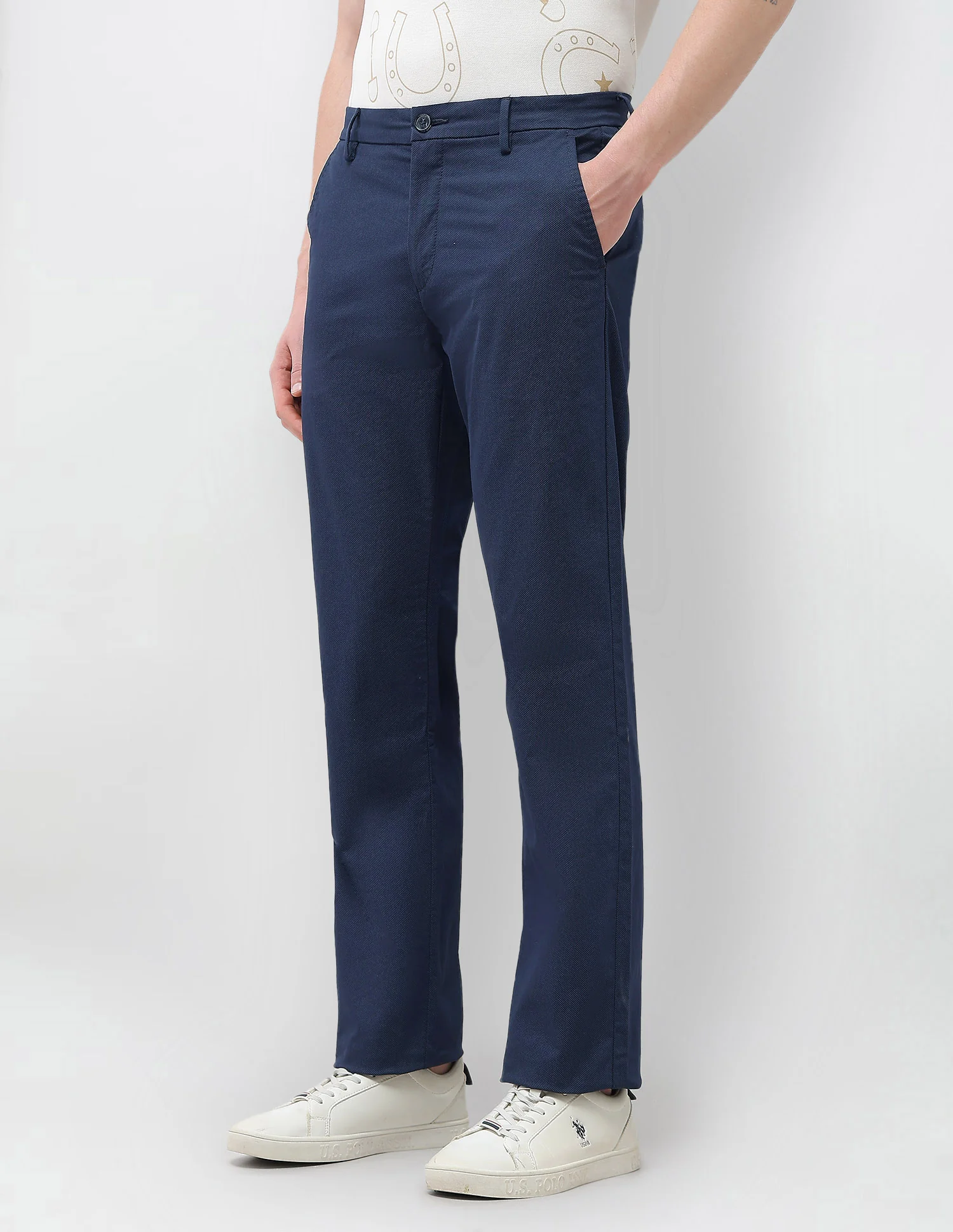 Textured Riley Straight Fit Trousers - Image 4