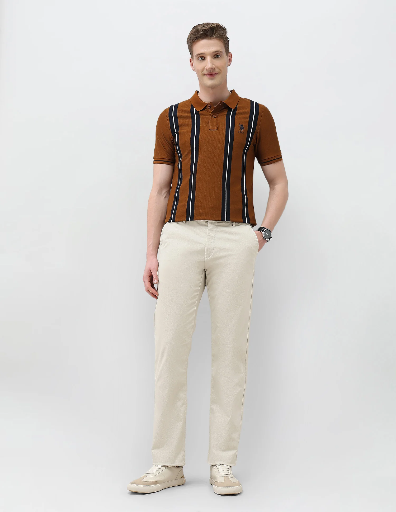 Textured Riley Straight Fit Trousers - Image 3
