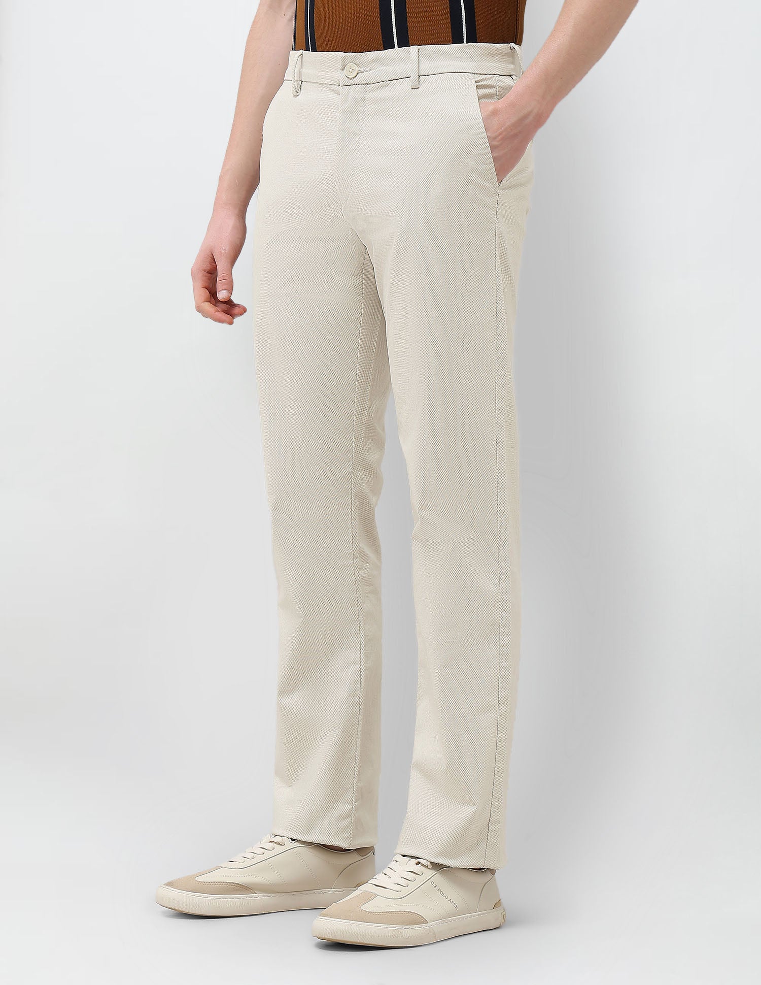 Textured Riley Straight Fit Trousers - Image 4
