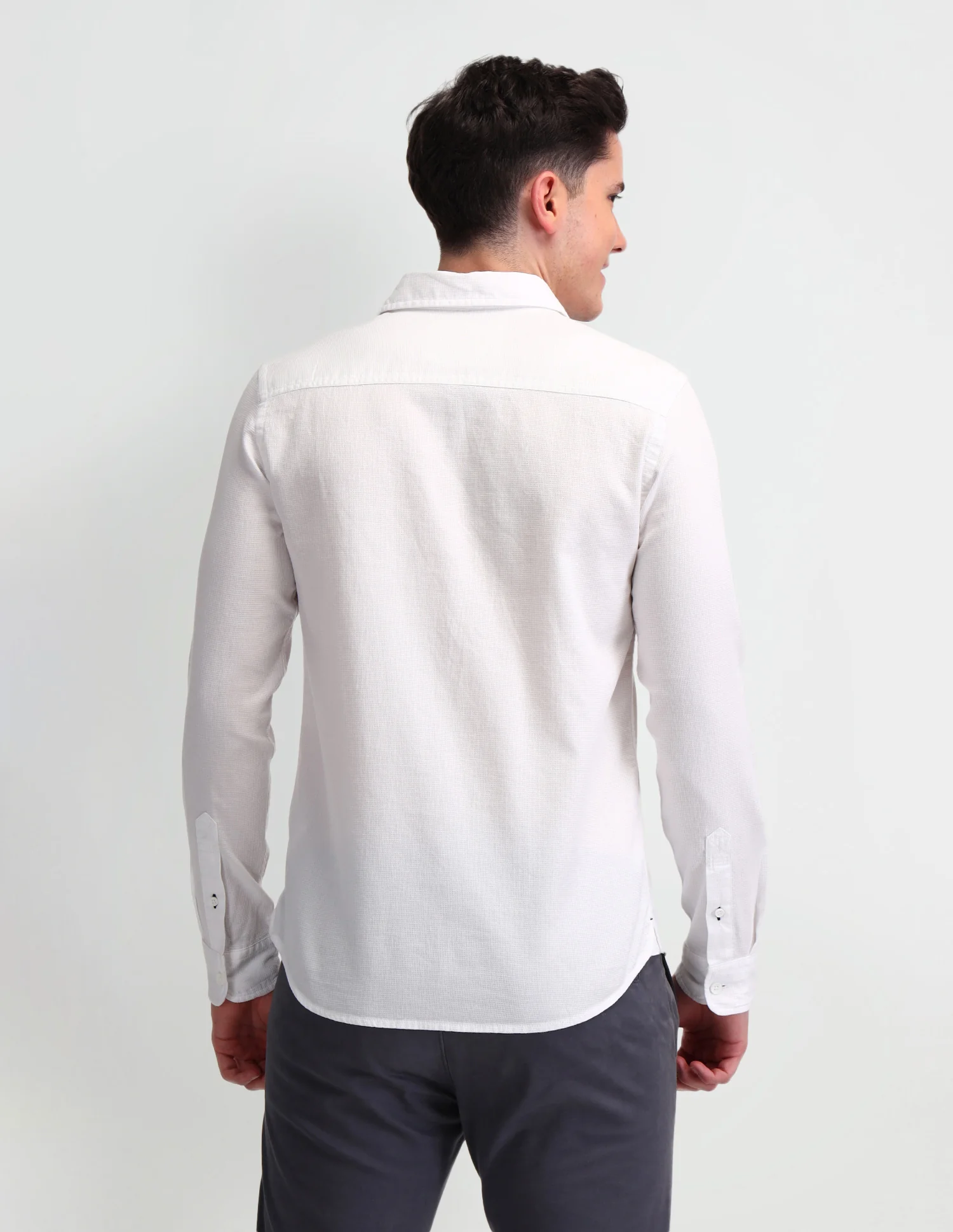 Textured Slim Fit Cotton Shirt - Image 5