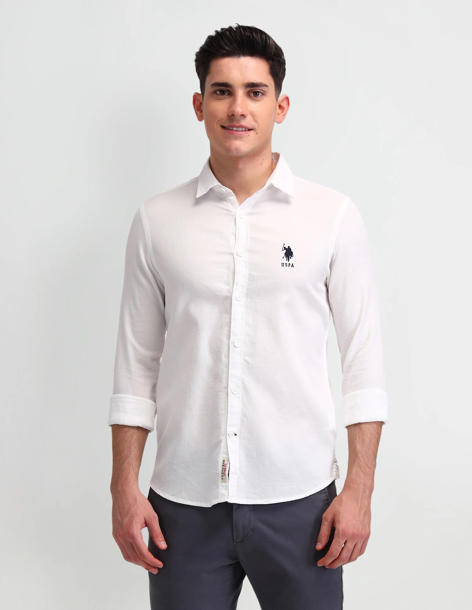 Textured Slim Fit Cotton Shirt - Image 6