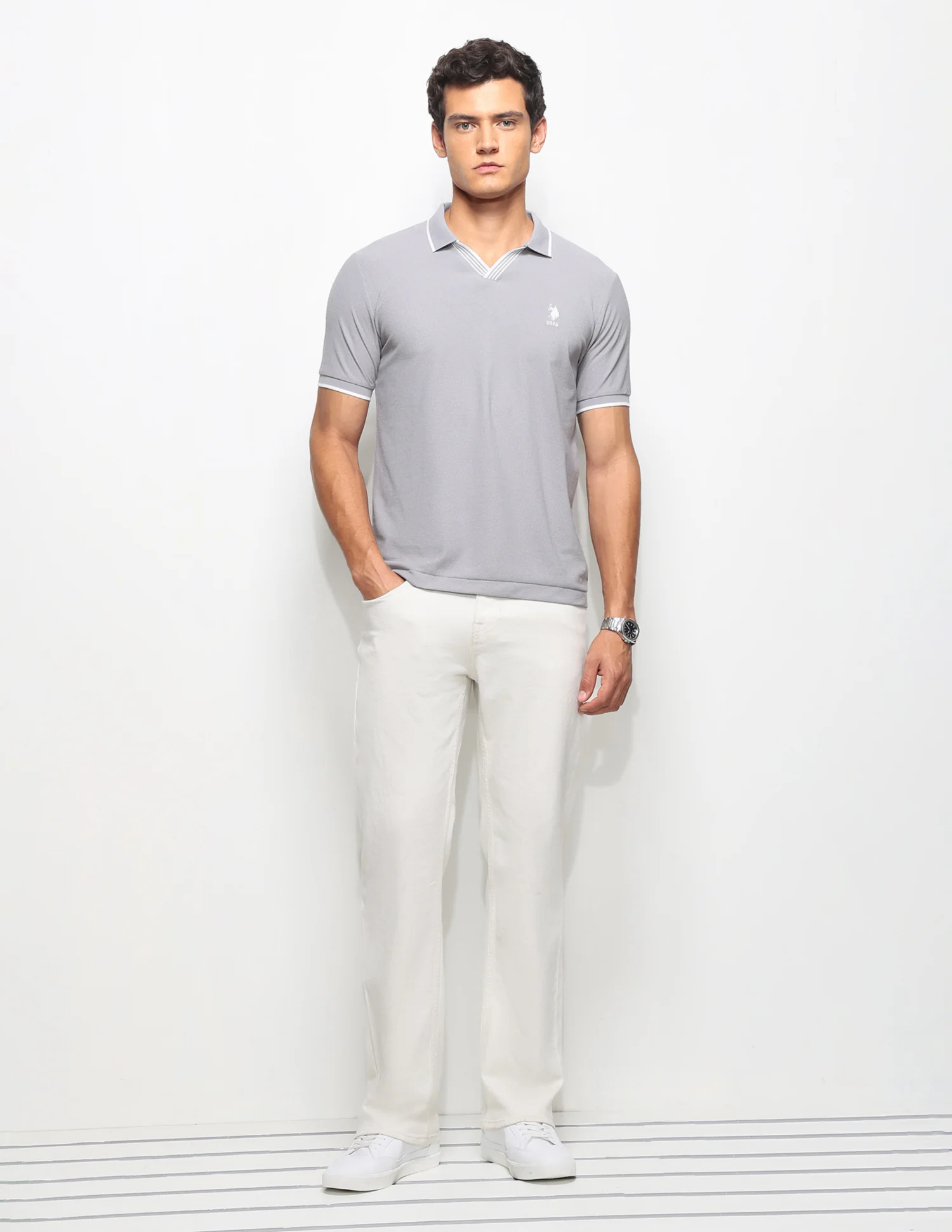 Textured Slim Fit Polo Shirt - Image 3