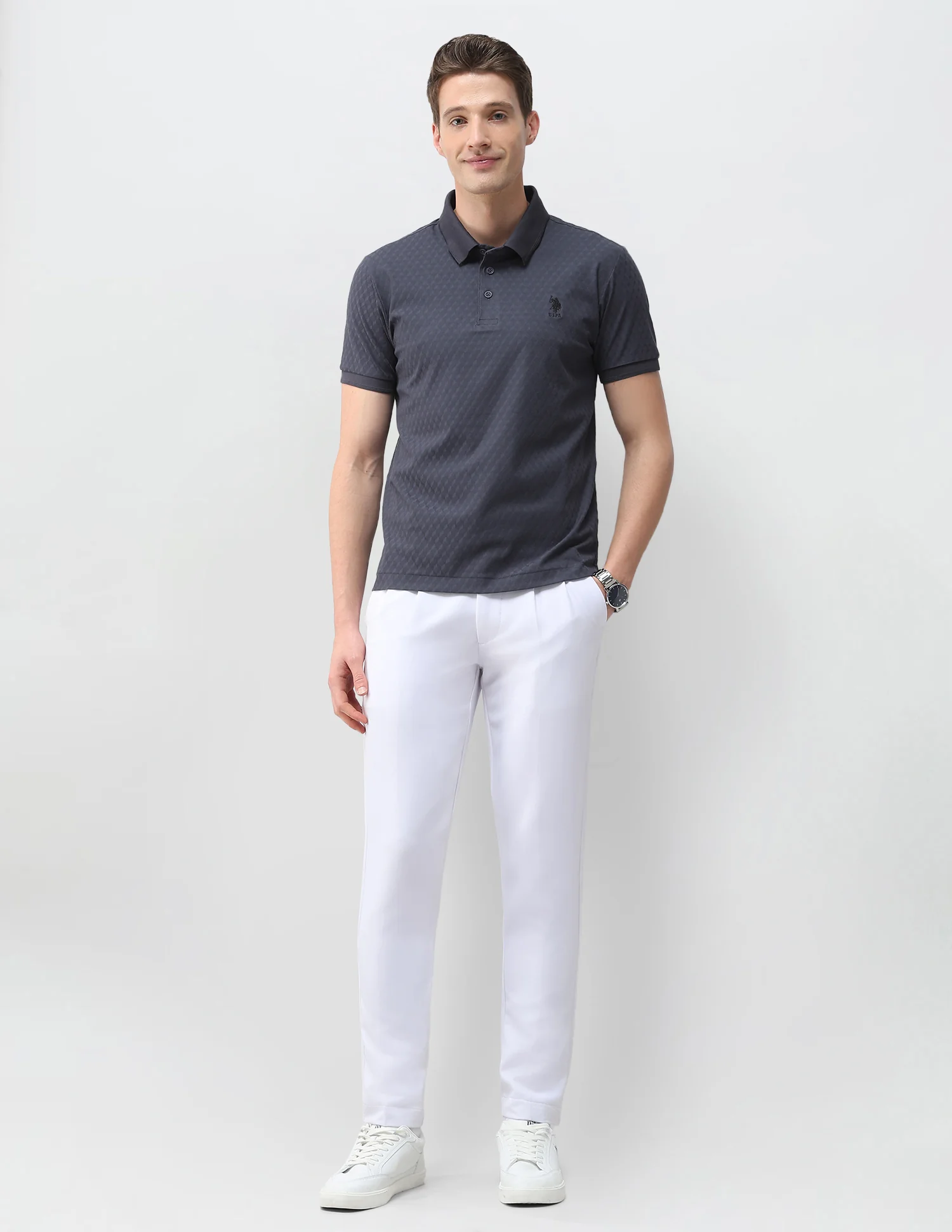 Textured Slim Fit Polo Shirt - Image 3