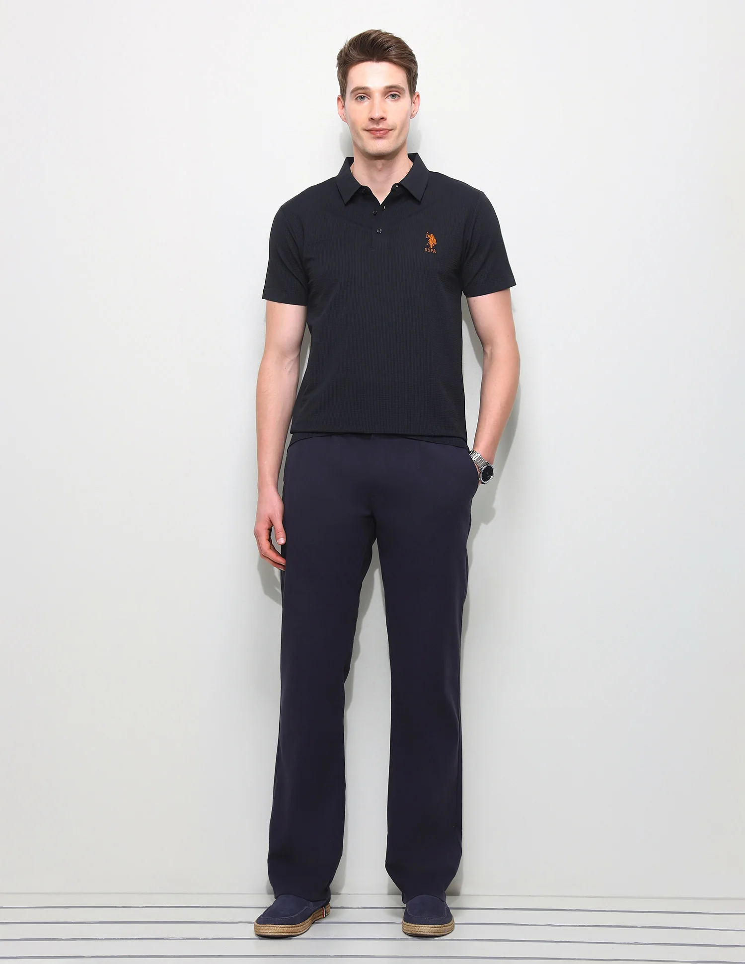Textured Slim Fit Polo Shirt - Image 3