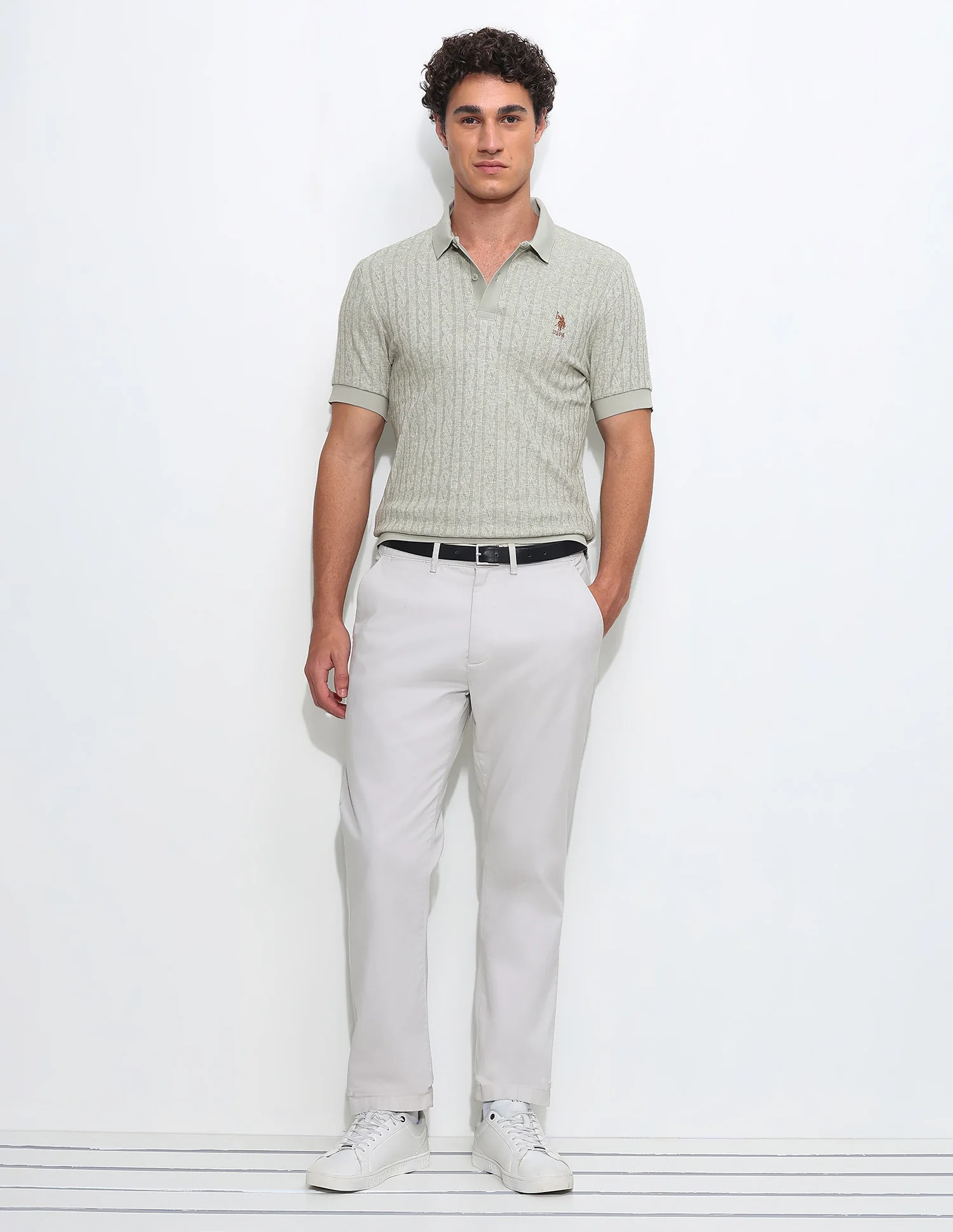 Textured Slim Fit Polo Shirt - Image 3