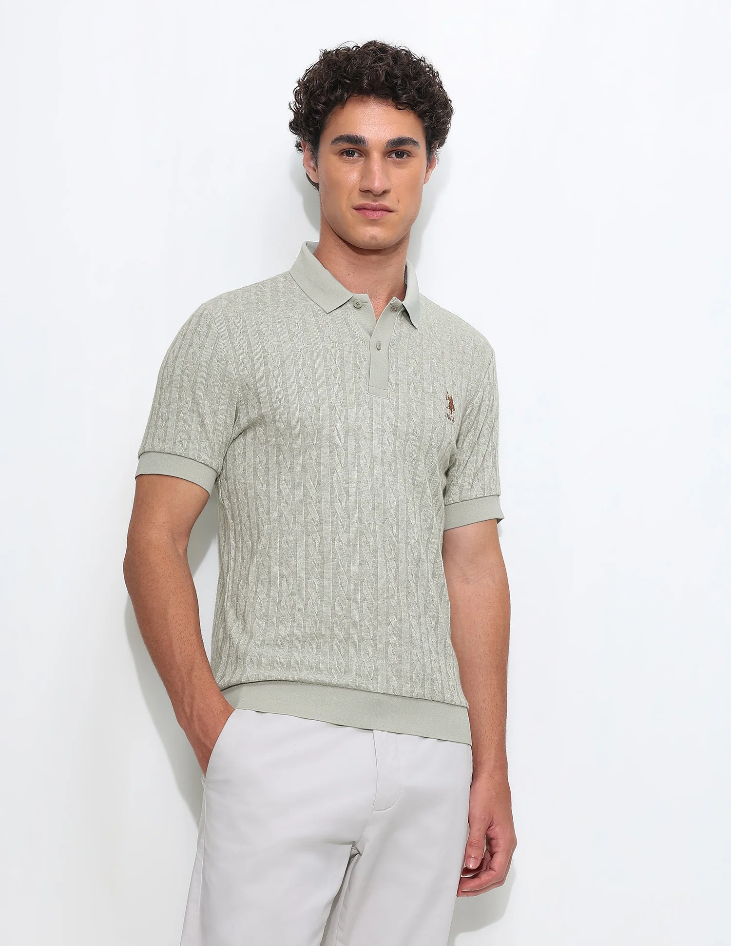 Textured Slim Fit Polo Shirt - Image 4