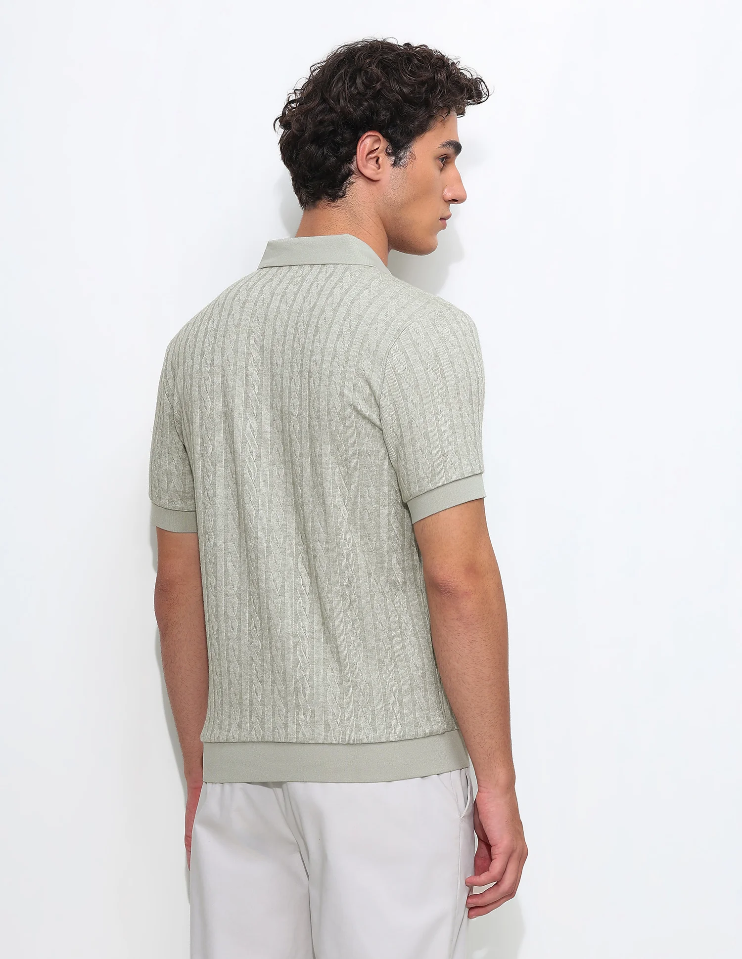 Textured Slim Fit Polo Shirt - Image 5