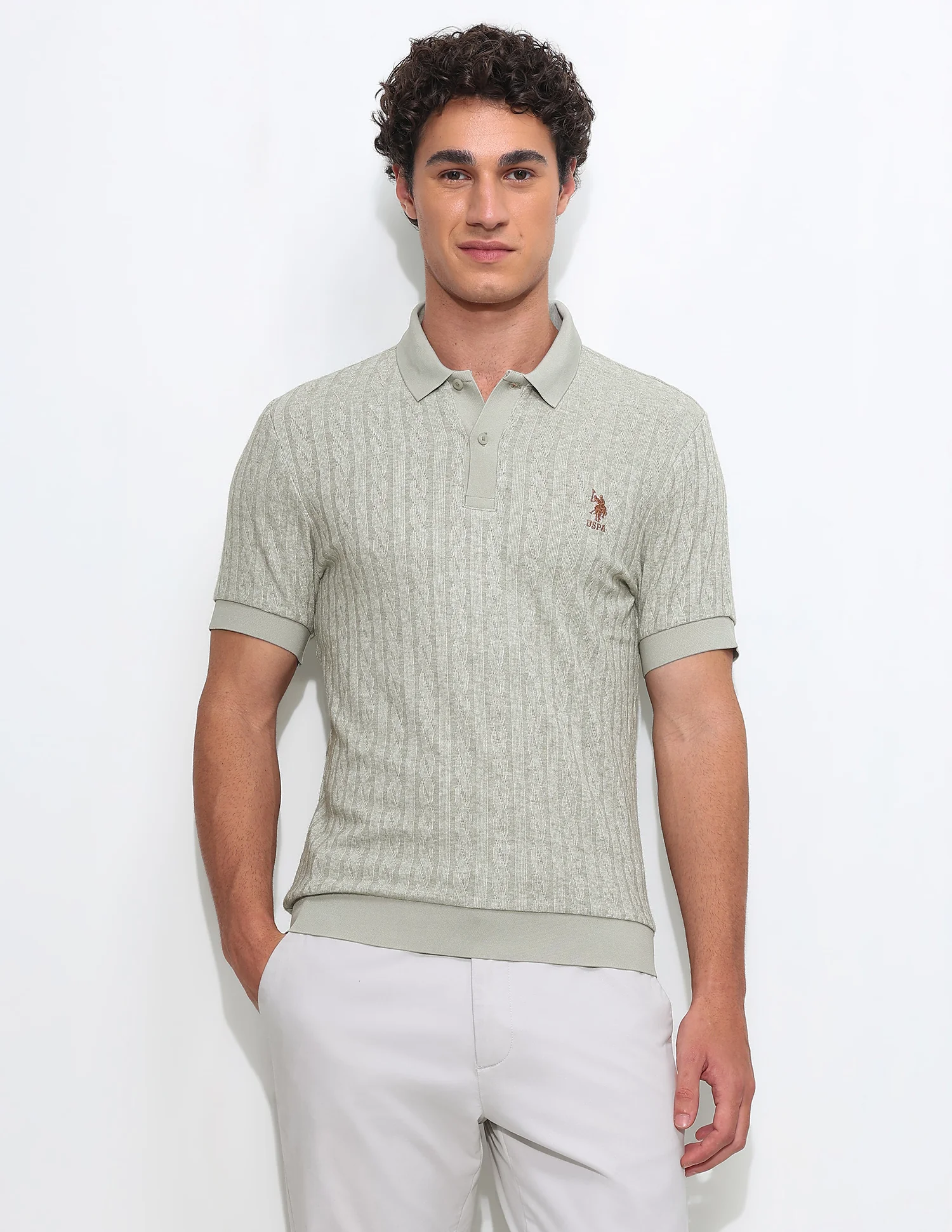 Textured Slim Fit Polo Shirt - Image 6