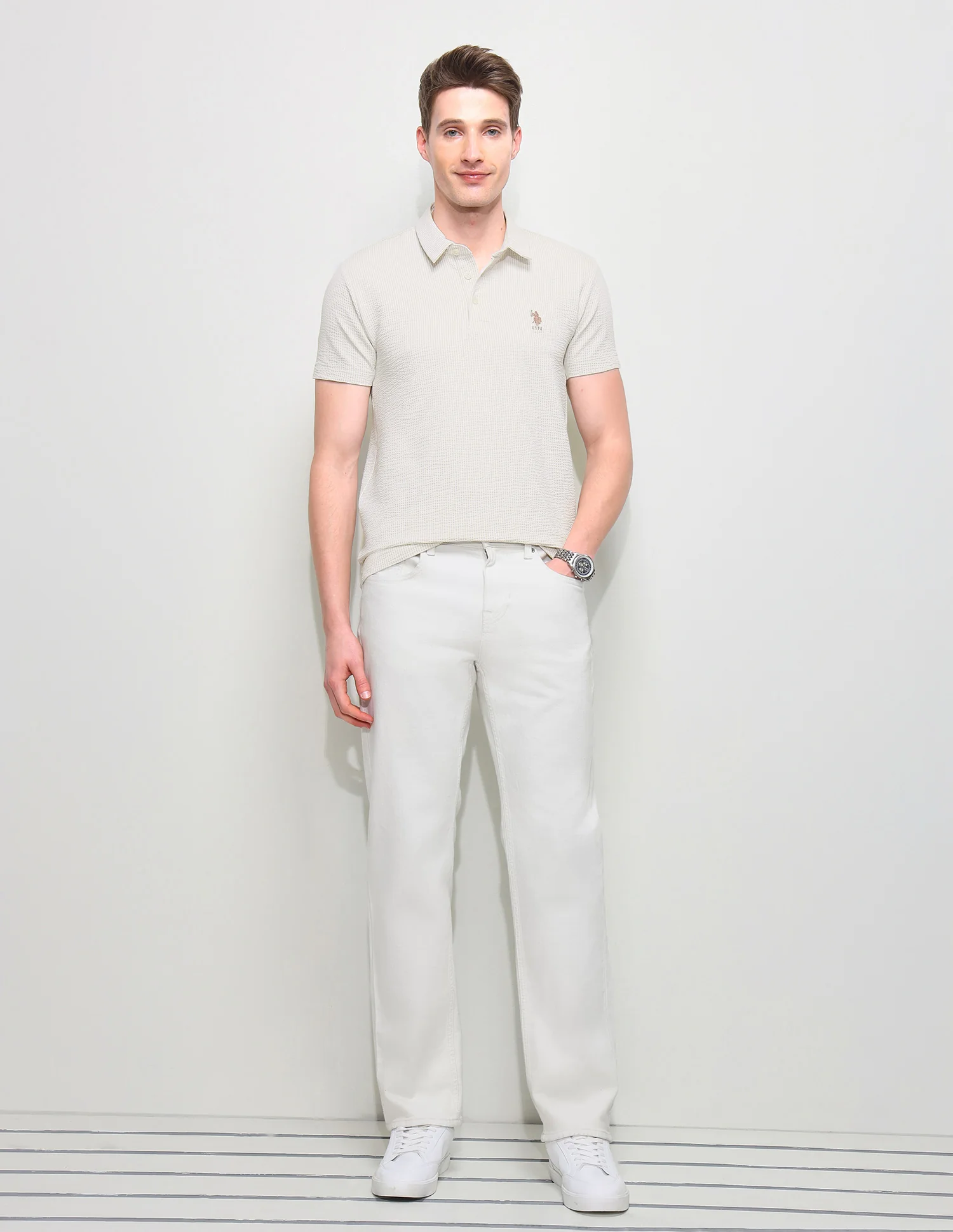 Textured Slim Fit Polo Shirt - Image 3
