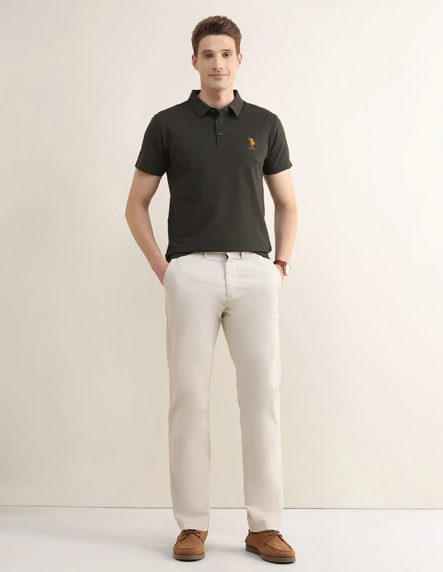 Textured Slim Fit Polo Shirt - Image 3