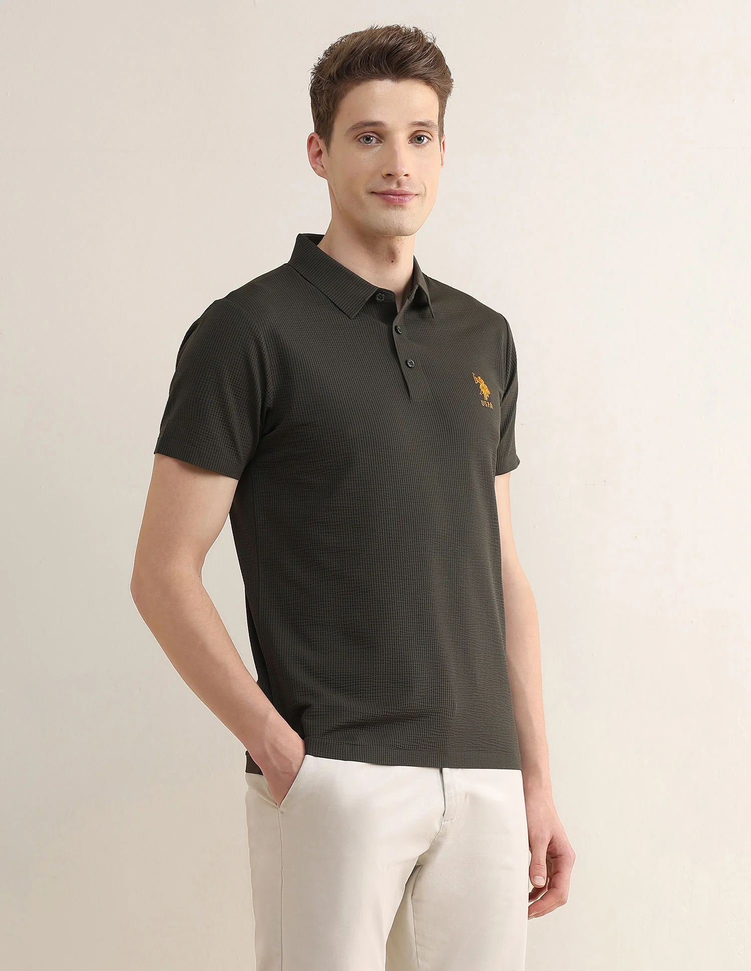 Textured Slim Fit Polo Shirt - Image 4