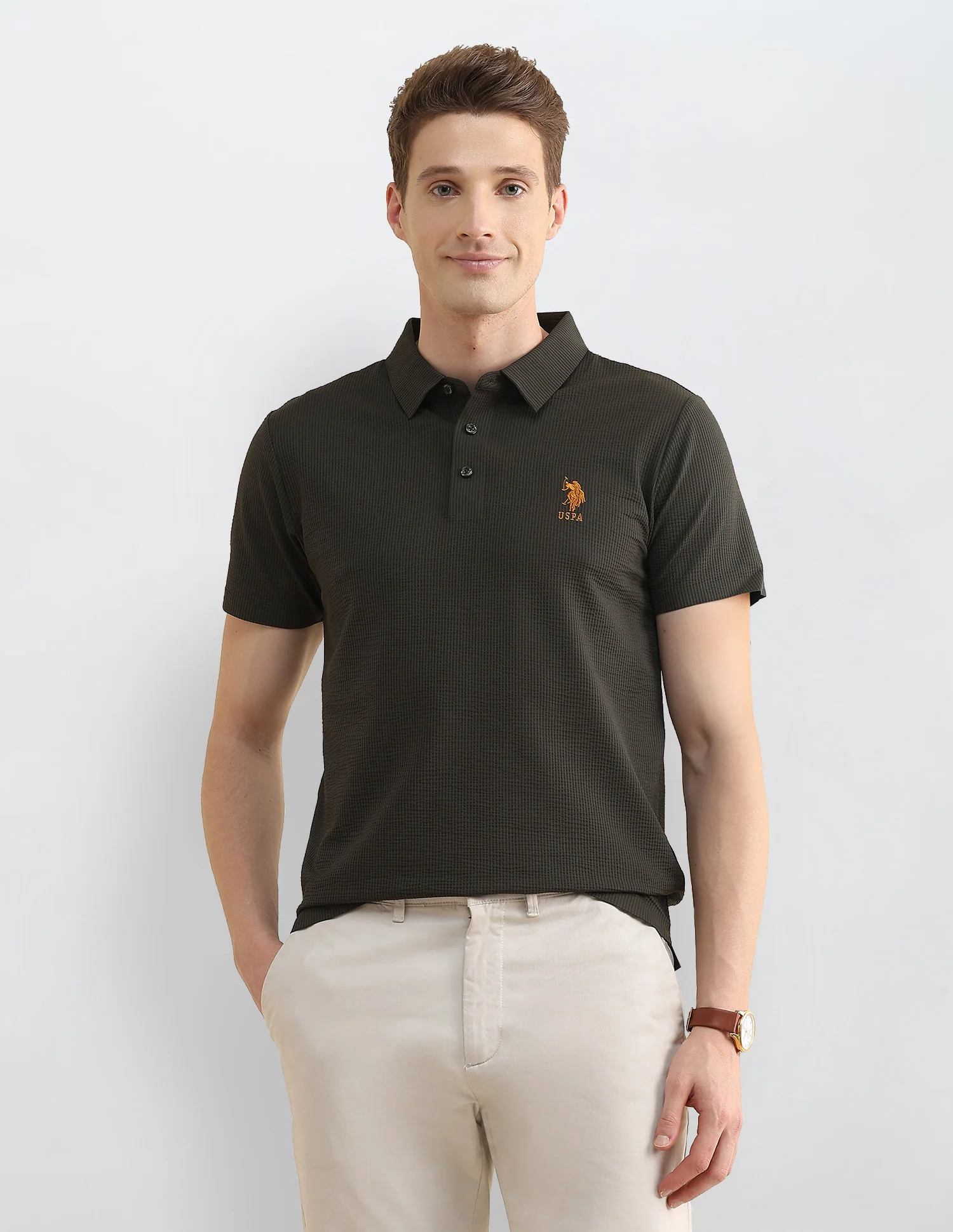 Textured Slim Fit Polo Shirt - Image 8