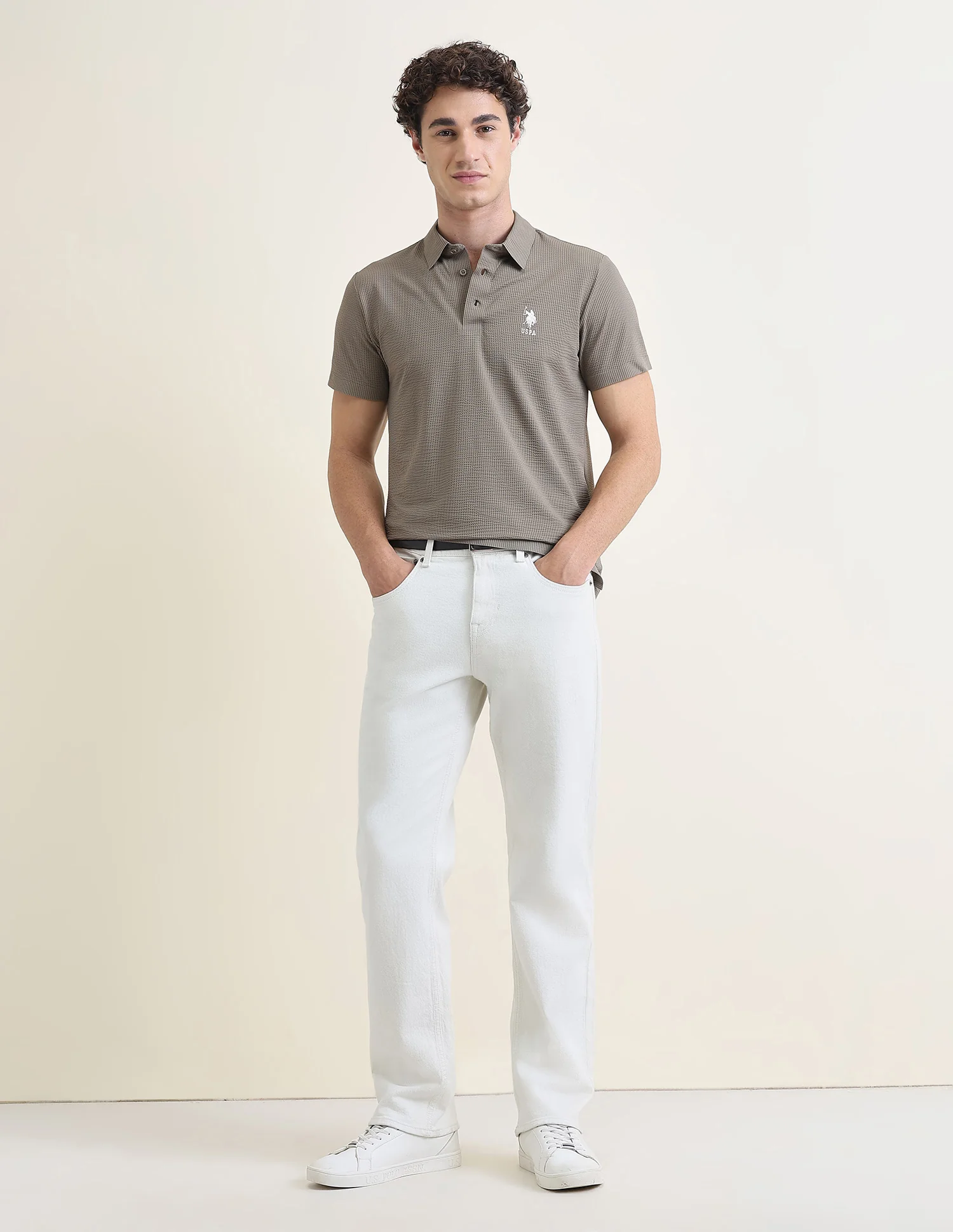 Textured Slim Fit Polo Shirt - Image 3