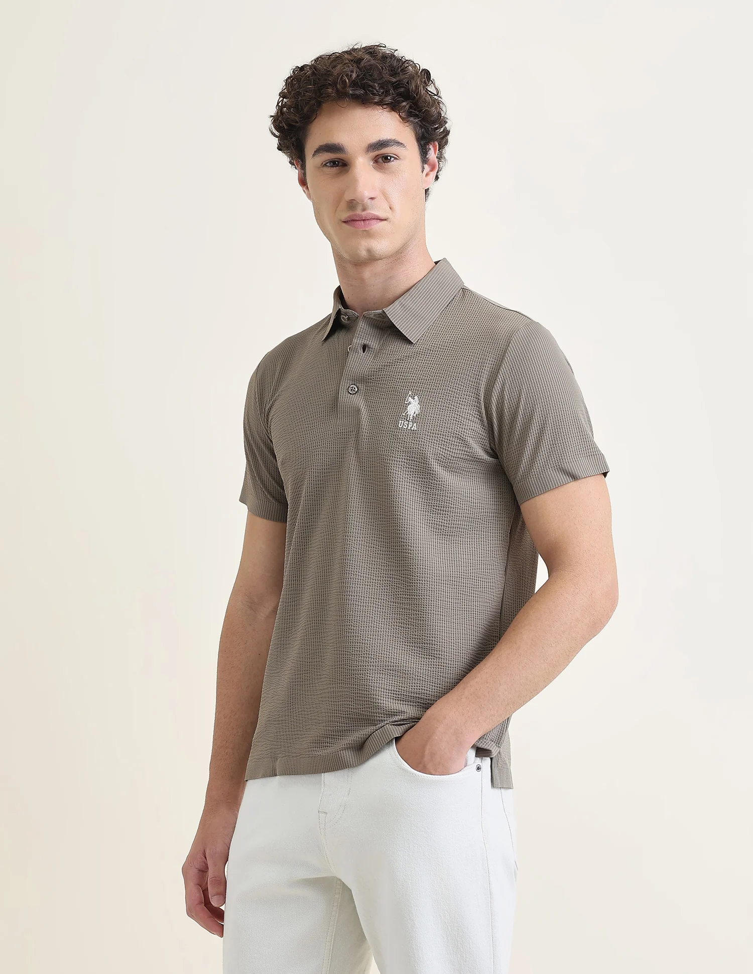 Textured Slim Fit Polo Shirt - Image 4
