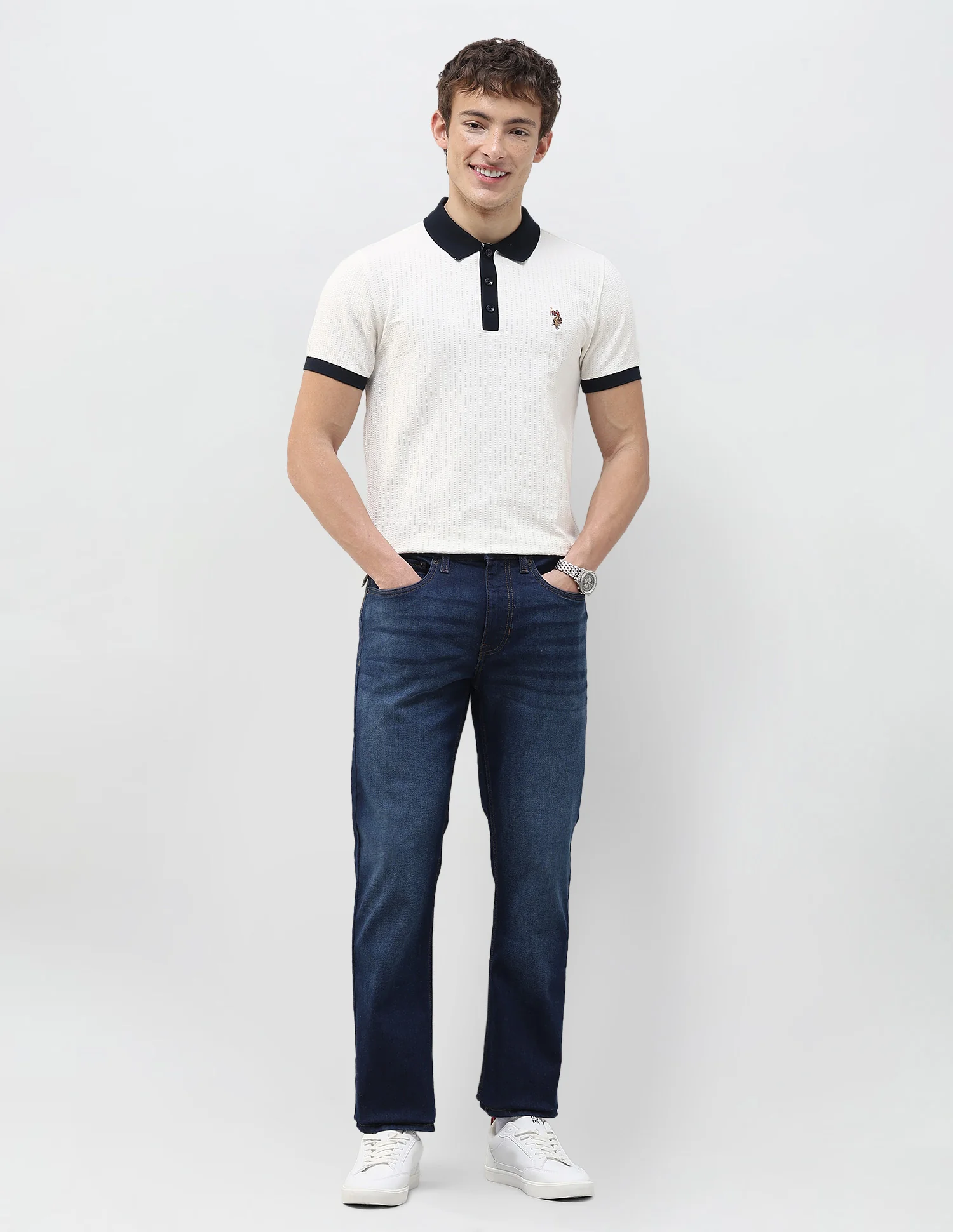 Textured Slim Fit Polo Shirt - Image 3