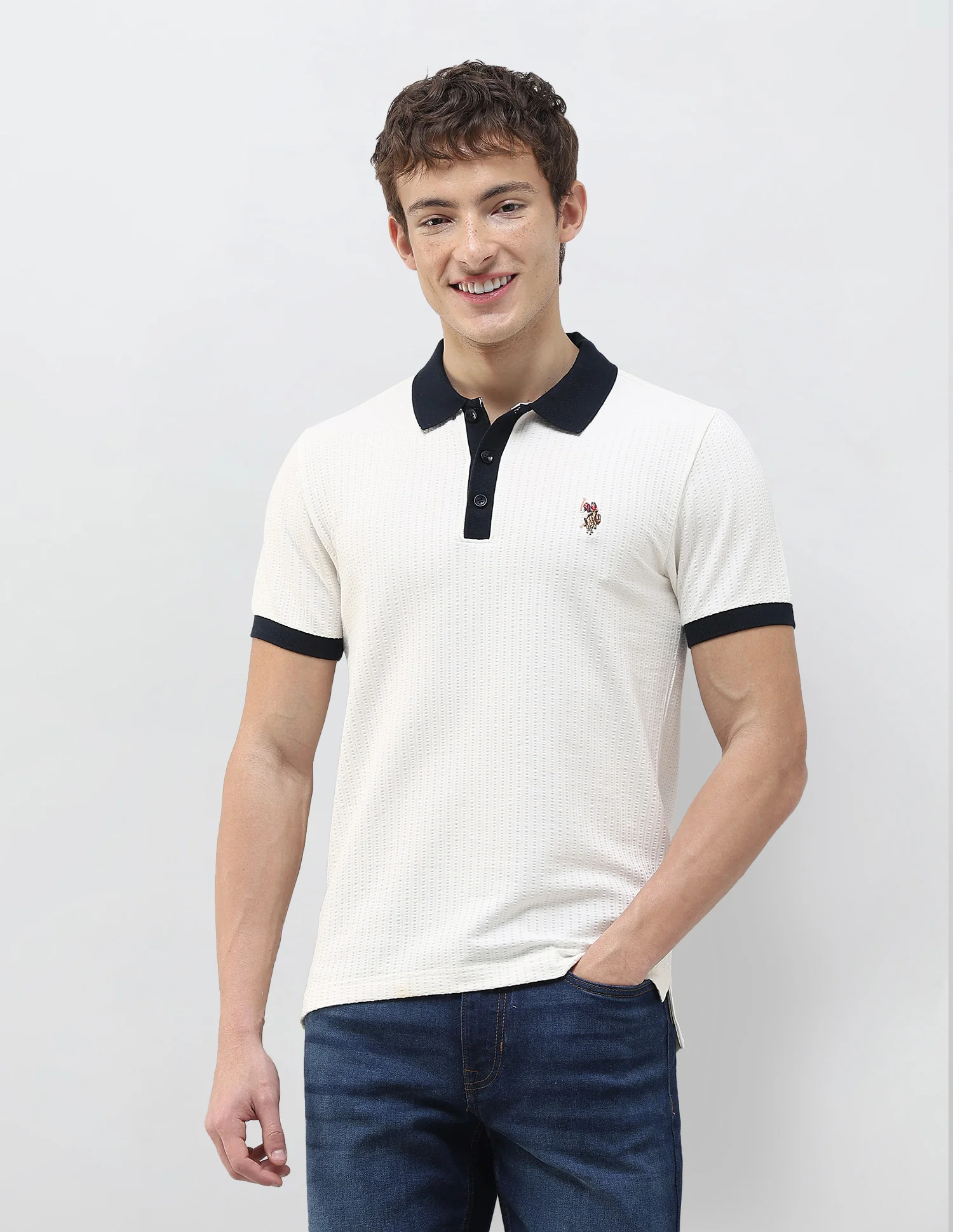 Textured Slim Fit Polo Shirt - Image 6