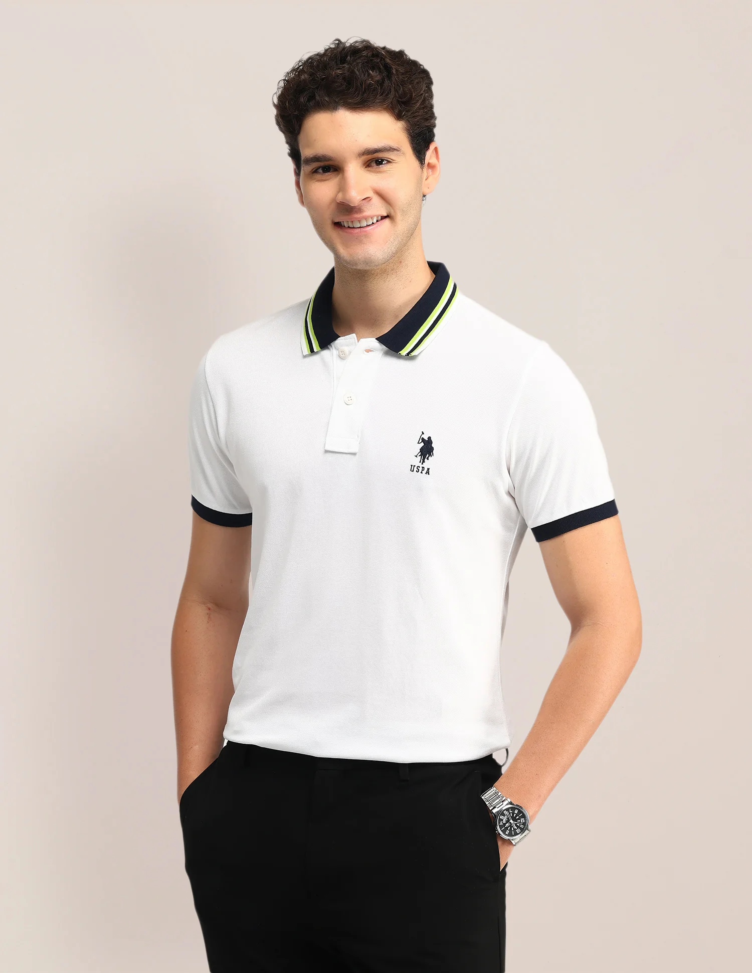 Textured Slim Fit Polo Shirt