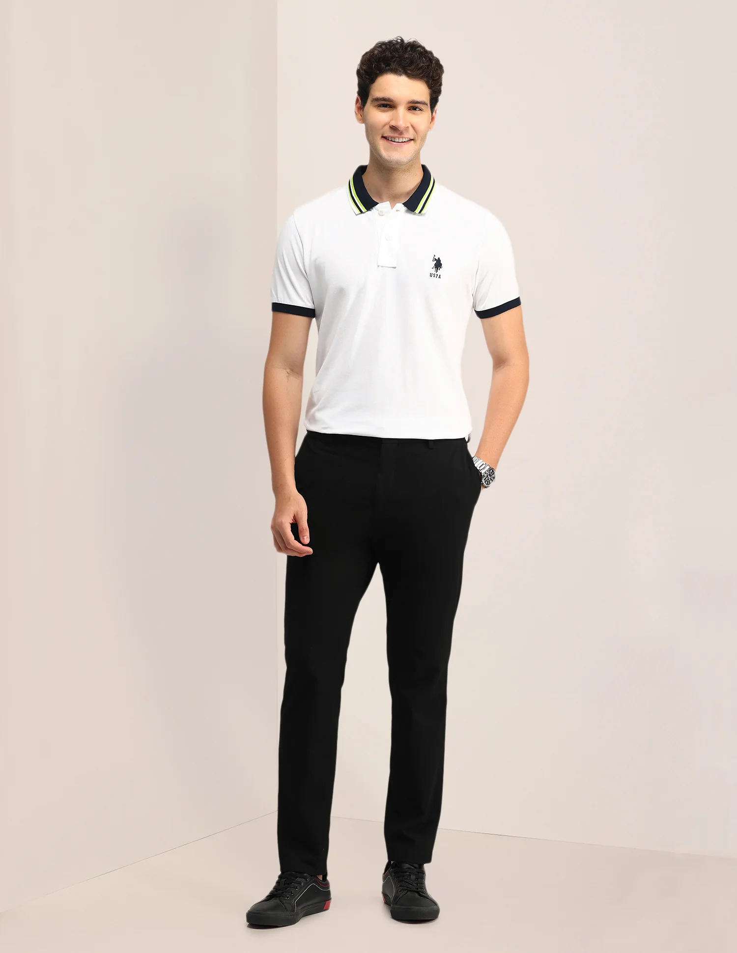 Textured Slim Fit Polo Shirt - Image 3