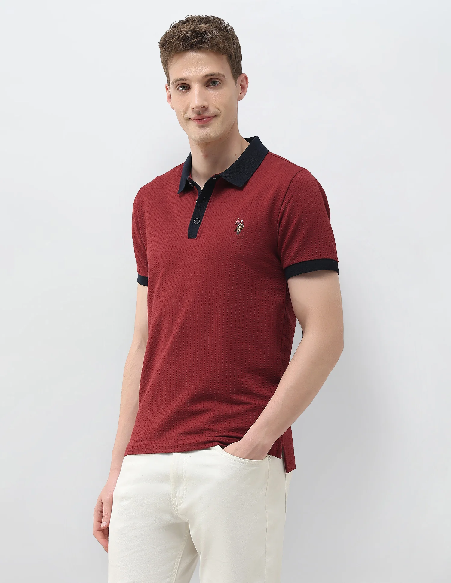 Textured Slim Fit Polo Shirt - Image 4